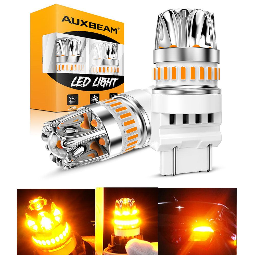 Auxbeam T25 / 3157 / 3156 LED Turn Signal Bulbs – Y2 Series, Front/Rear & Side Marker Lights, 14W, 6000LM, 3000K Amber, CAN-Bus Error-Free (2 Pack)