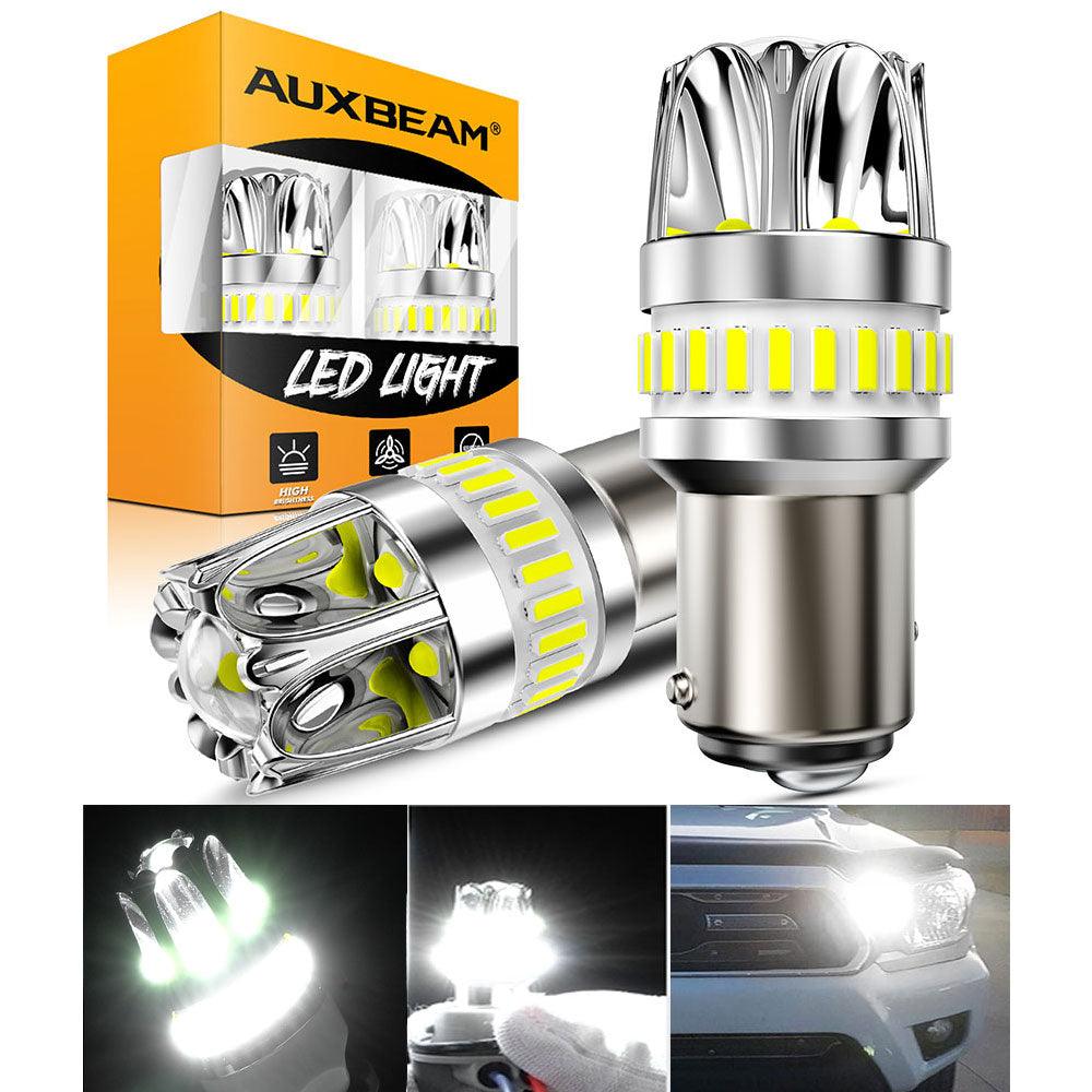 Auxbeam 1157 BAY15D LED Bulbs – Y2 Series, Backup/Reverse/Turn Signal/Brake/Tail Lights, 14W, 6000LM, 6500K White, CAN-Bus Error-Free (2 Pack)