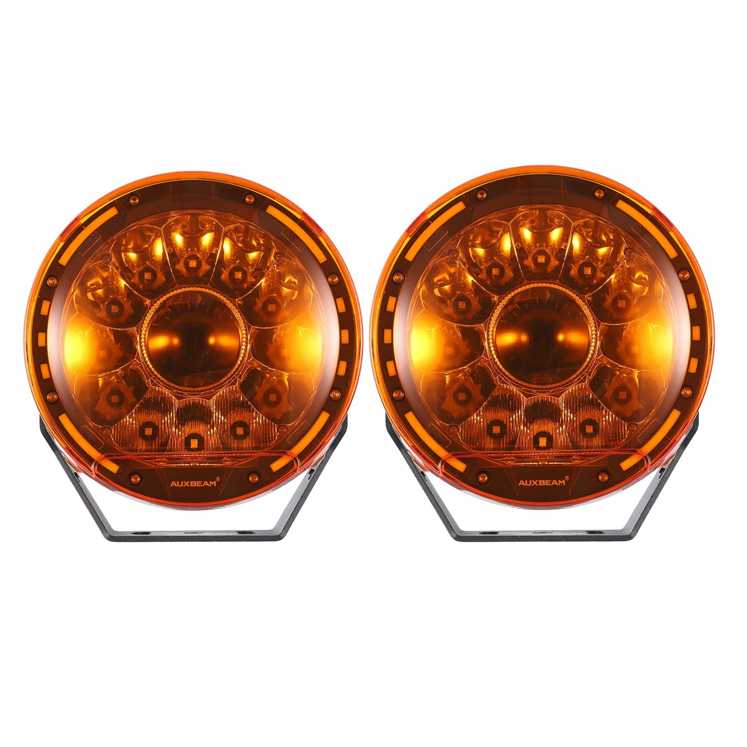 Auxbeam 360-PRO Series 7" LED Driving Lights – 230W, 33,332LM, Amber/Black Covers (Optional) (2-Pack)