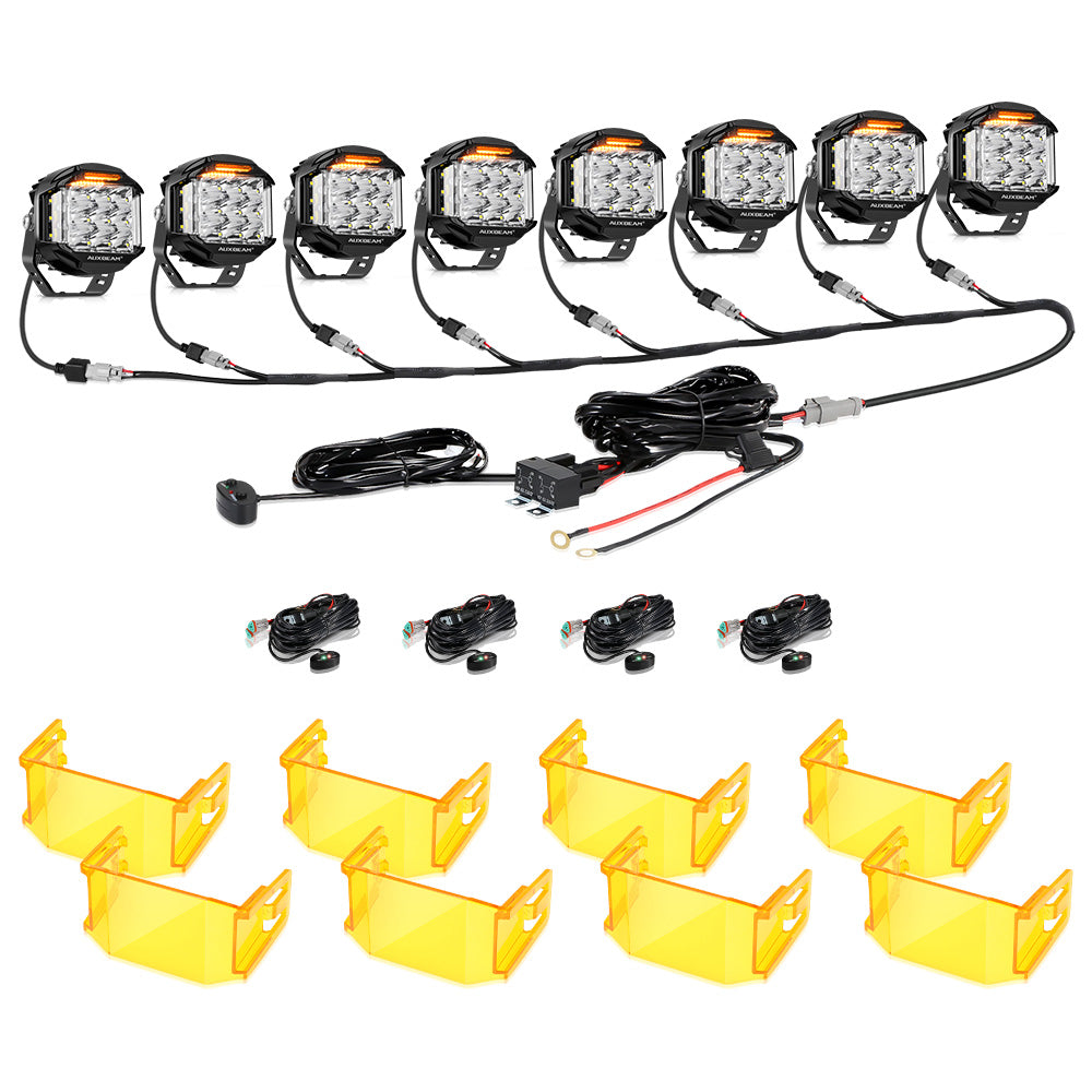 Auxbeam V-MAX Series 5" LED Pod Lights – 168W, 16,440LM, Spot Beam, Amber DRL