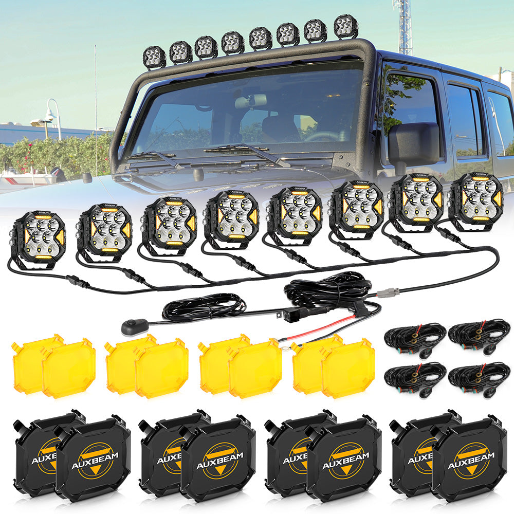 Auxbeam CUBE-Z Series 4" LED Combo Pod Lights – White DRL & Amber Turn Signal