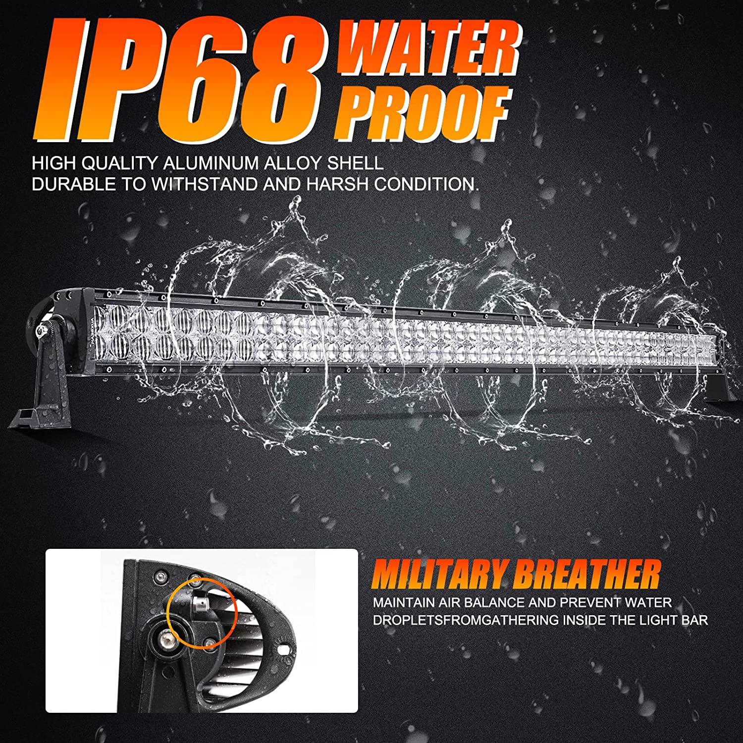 Auxbeam 5D Series LED Light Bar – 22", Straight or Curved, Double Row, Combo Beam