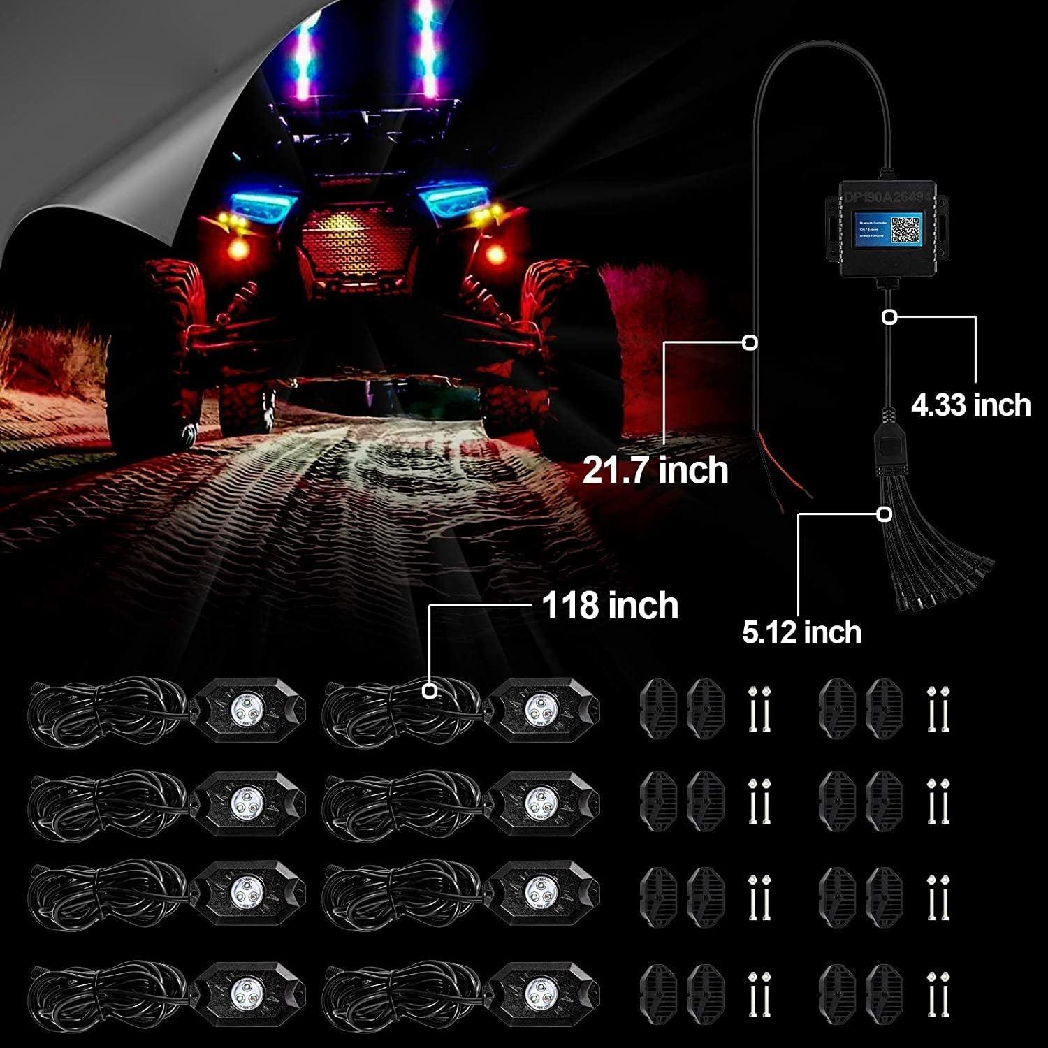 Auxbeam V-PRO Series 42" RGBW LED Light Bar & RGB Rock Light Combo – Straight, Color-Changing, Off-Road