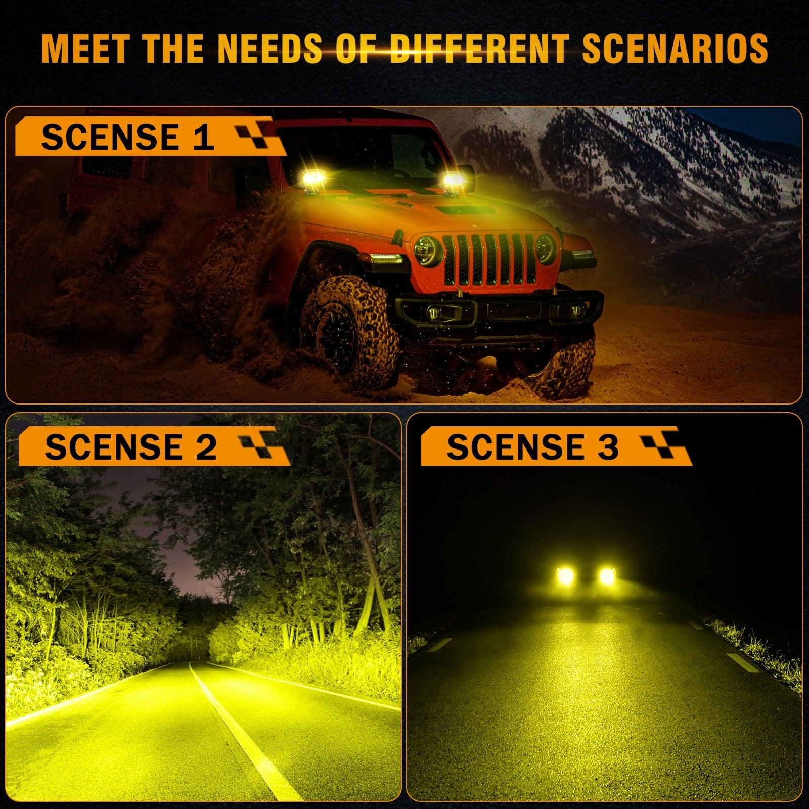 Auxbeam R4 Series 4" LED Pods – 60W, Amber Flood Beam