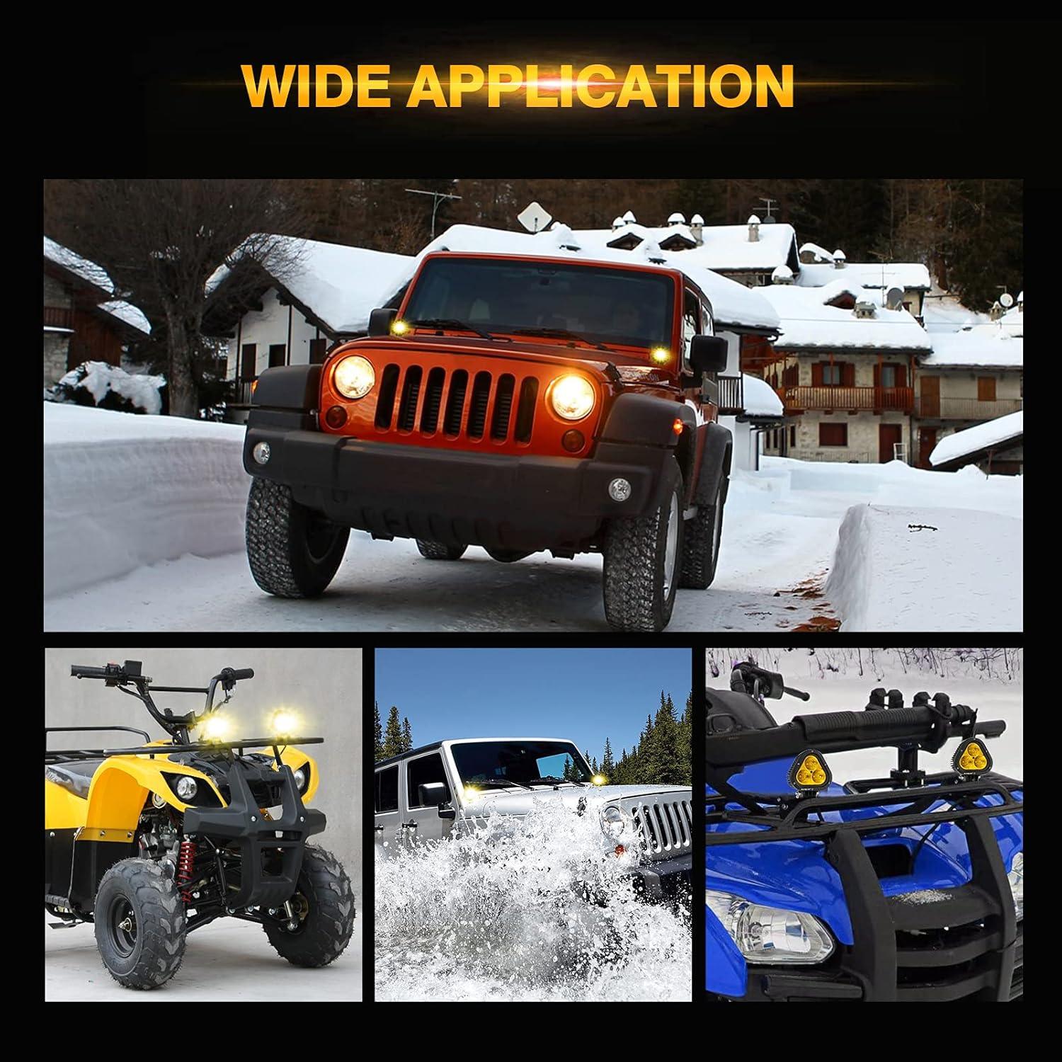 Auxbeam T4 Series 4" LED Pod Lights – 90W, Amber Triangle Spot Beam