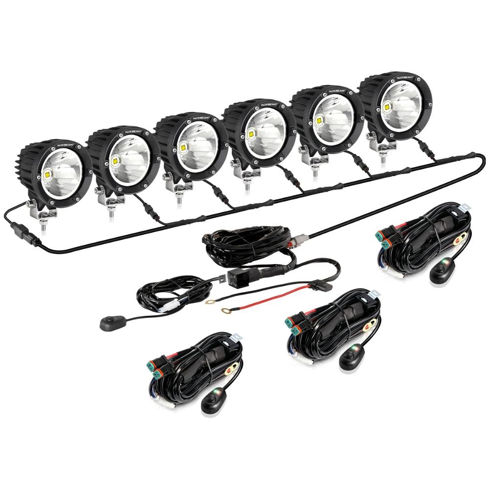 Auxbeam C4 Series 4" 100W Round LED Driving Lights – Spot Beam, White LED Pods