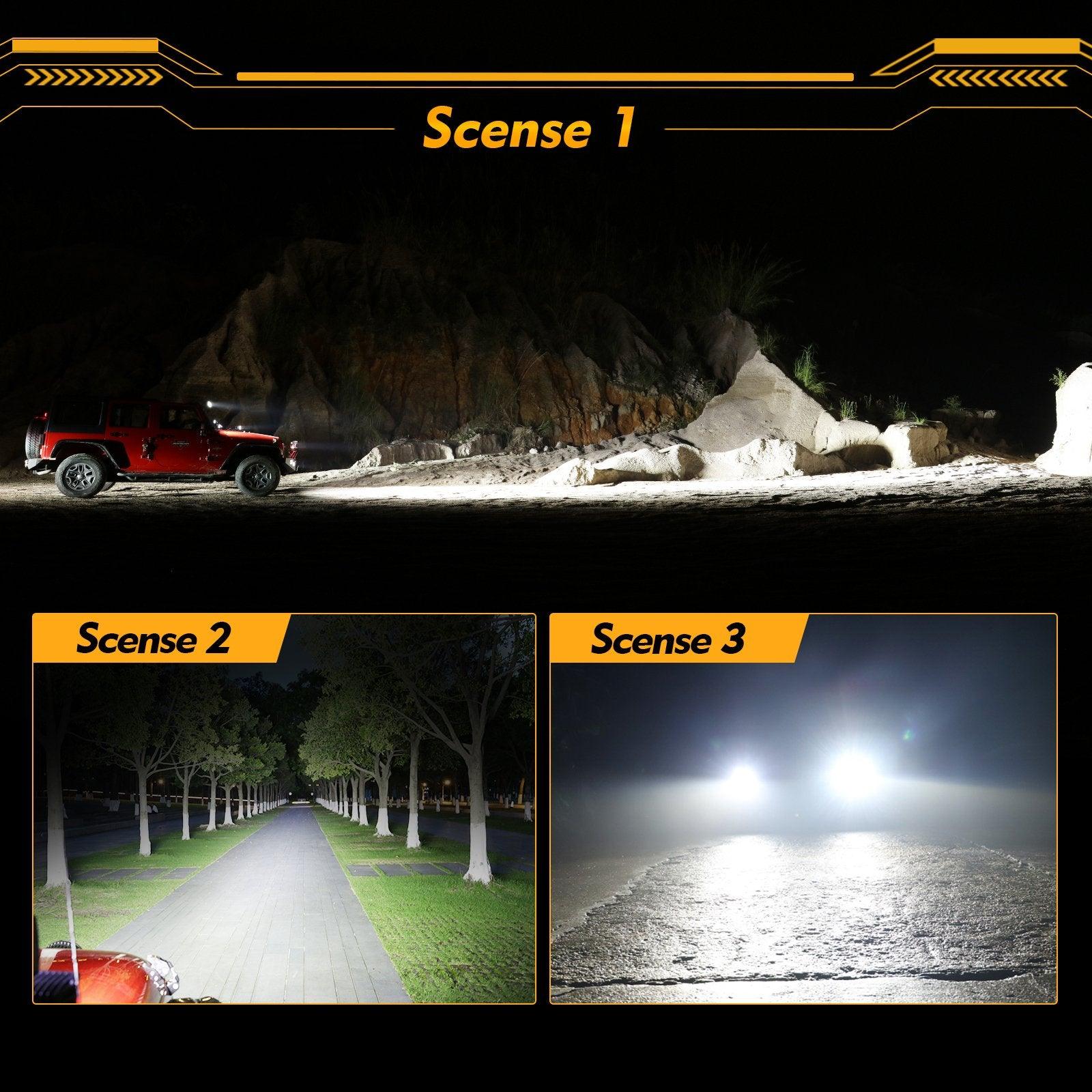 Auxbeam P4 Series 4" 90W Round LED Driving Lights – Spot Beam, White Pod Lights