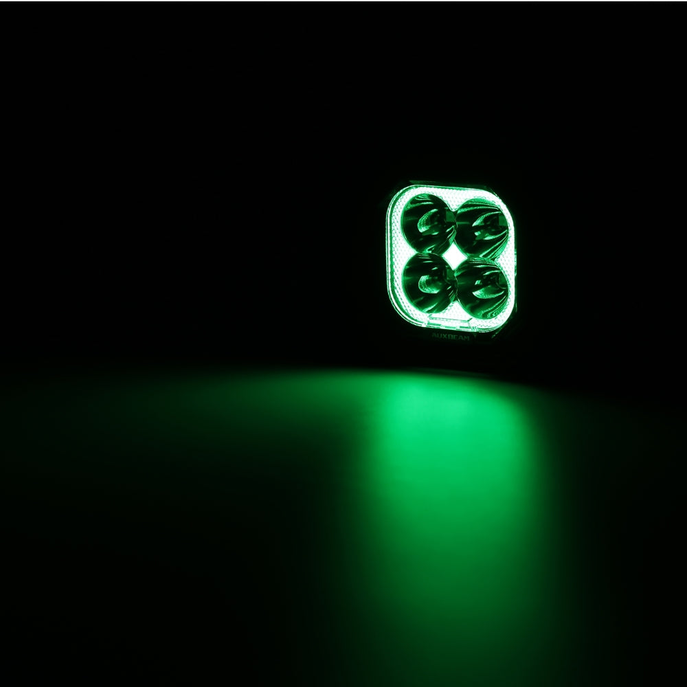 Auxbeam Color Play Series 3" RGB LED Pod Lights – 116W, Spot Beam, 8 Backlight Modes