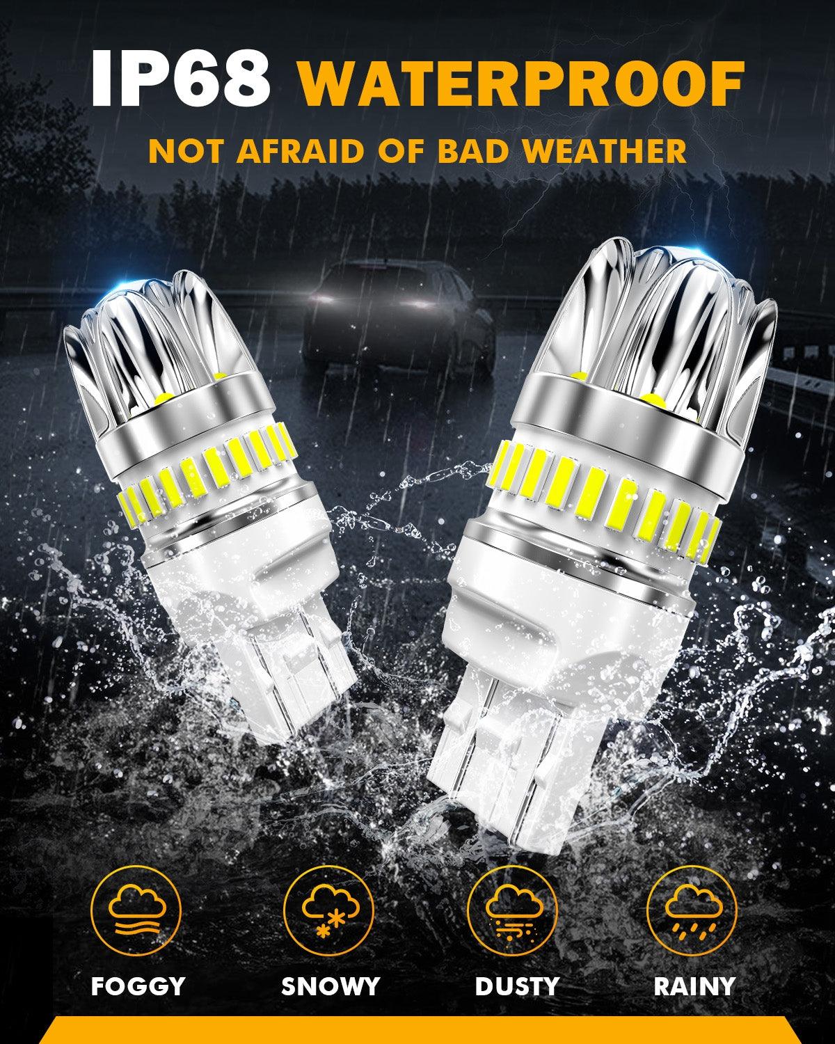 Auxbeam T20 / 7443 / 7440 LED Bulbs – Y2 Series, Backup/Reverse/Turn Signal/Brake/Tail Lights, 14W, 6000LM, 6500K White, CAN-Bus Error-Free (2 Pack)