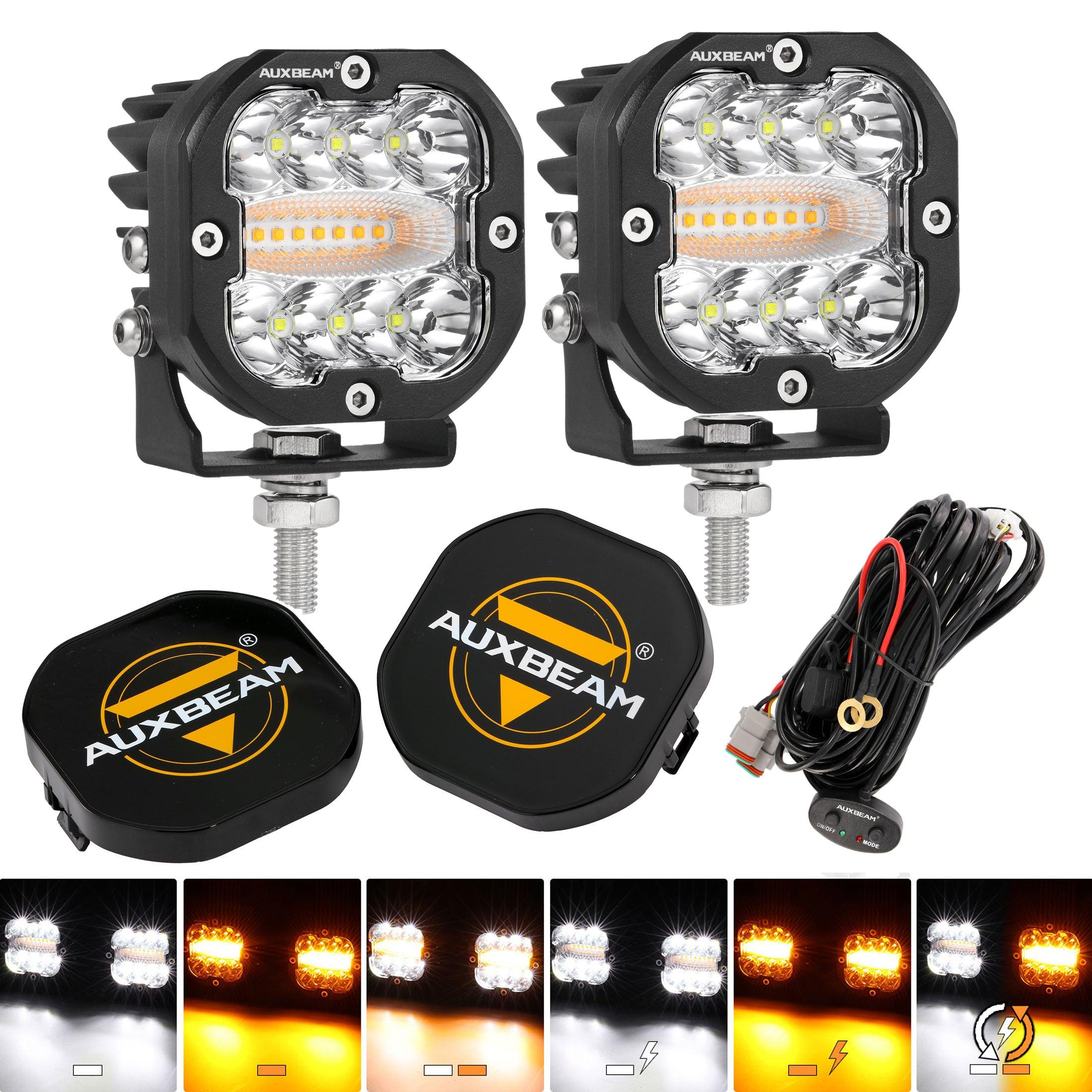 Auxbeam XP-ULTRA Series 3" LED Pods – 96W, 9,600LM, White/Amber, 6 Modes