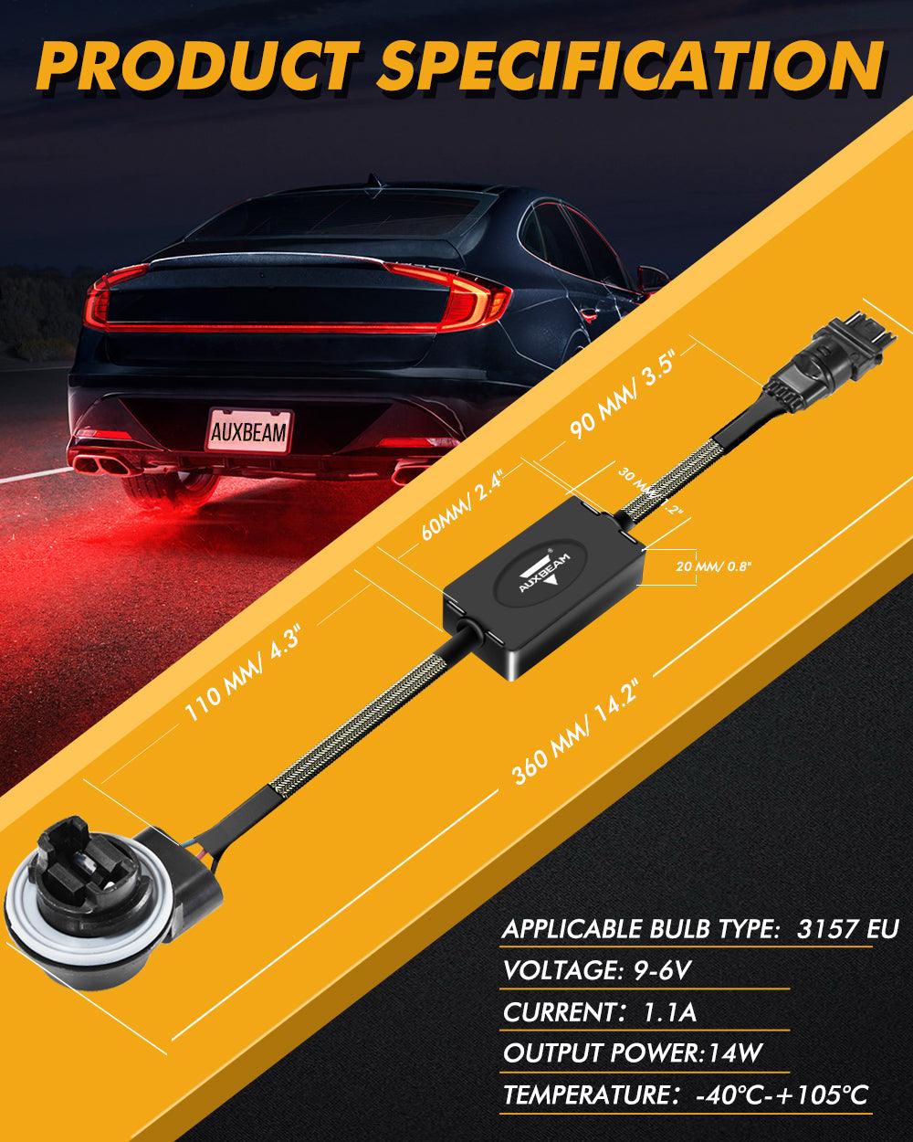 Auxbeam 3157 EU C8 Model CANBUS Decoder Resistors – Anti-Flicker, Hyper Flash Fix, Turn Signal Error Code Removal (2 Pack)