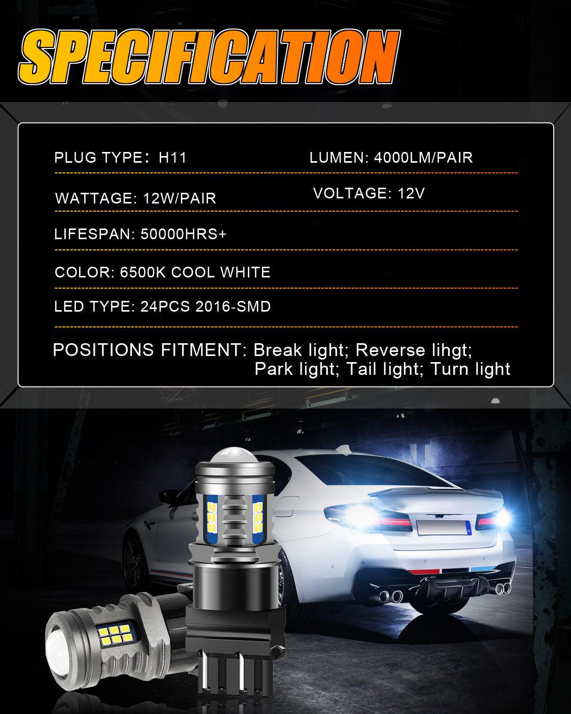 Auxbeam Y2 Series LED Bulbs – 3-Sided Cool White, Brake/Turn/Reverse/Side Marker/DRL (2 Pack)