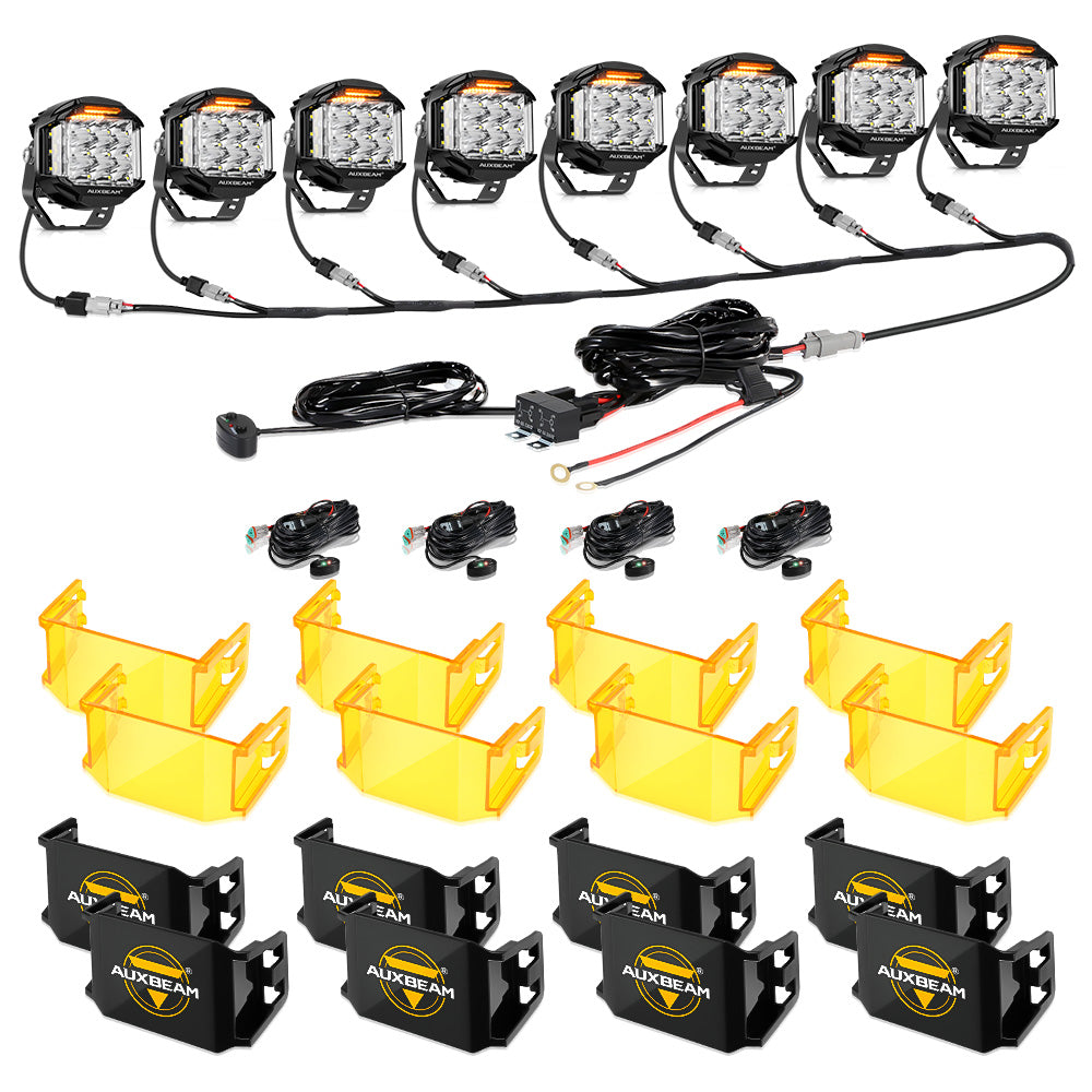 Auxbeam V-MAX Series 5" LED Pod Lights – 168W, 16,440LM, Spot Beam, Amber DRL