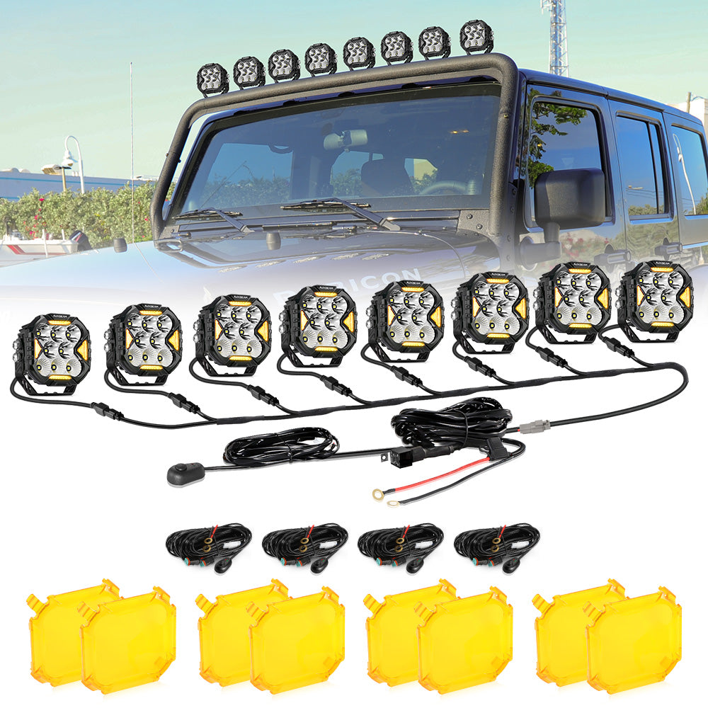 Auxbeam CUBE-Z Series 4" LED Combo Pod Lights – White DRL & Amber Turn Signal
