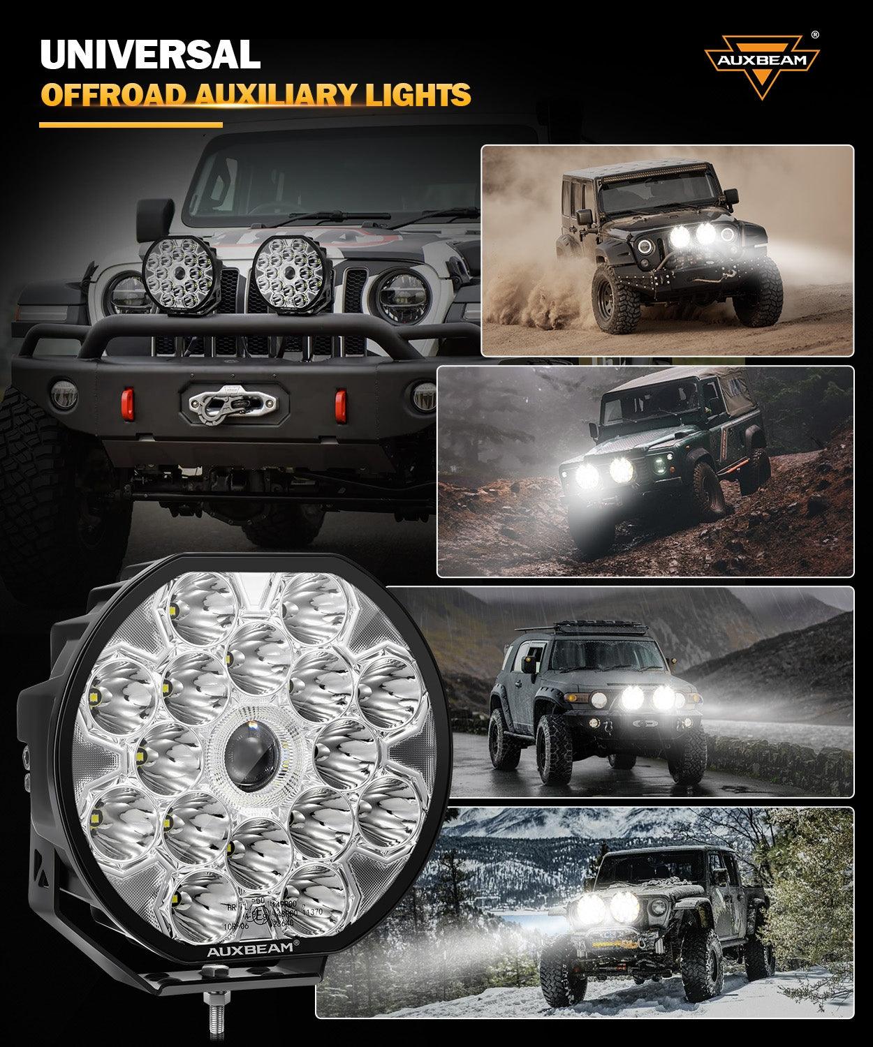 Auxbeam 360-ULTRA Series 8.5" LED Driving Light – 220W, White DRL & Amber Turn Signal