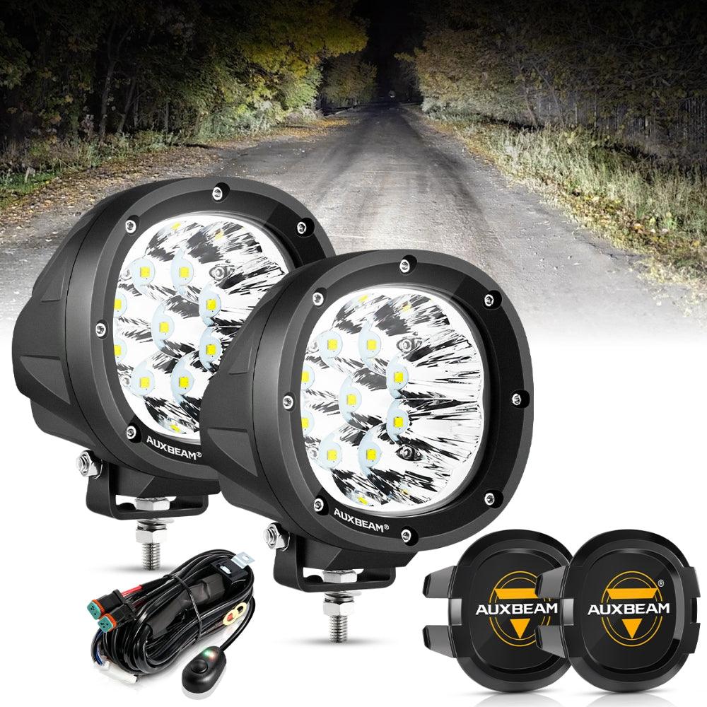 Auxbeam P4 Series 4" 90W Round LED Driving Lights – Spot Beam, White Pod Lights