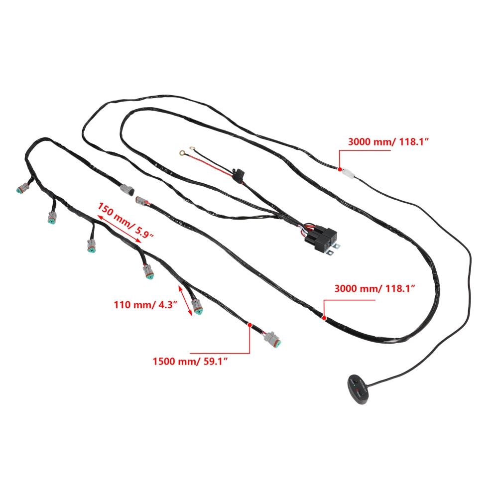 Auxbeam 6-LED Pod Light Wiring Harness Kit – 3-Pin DT Plug