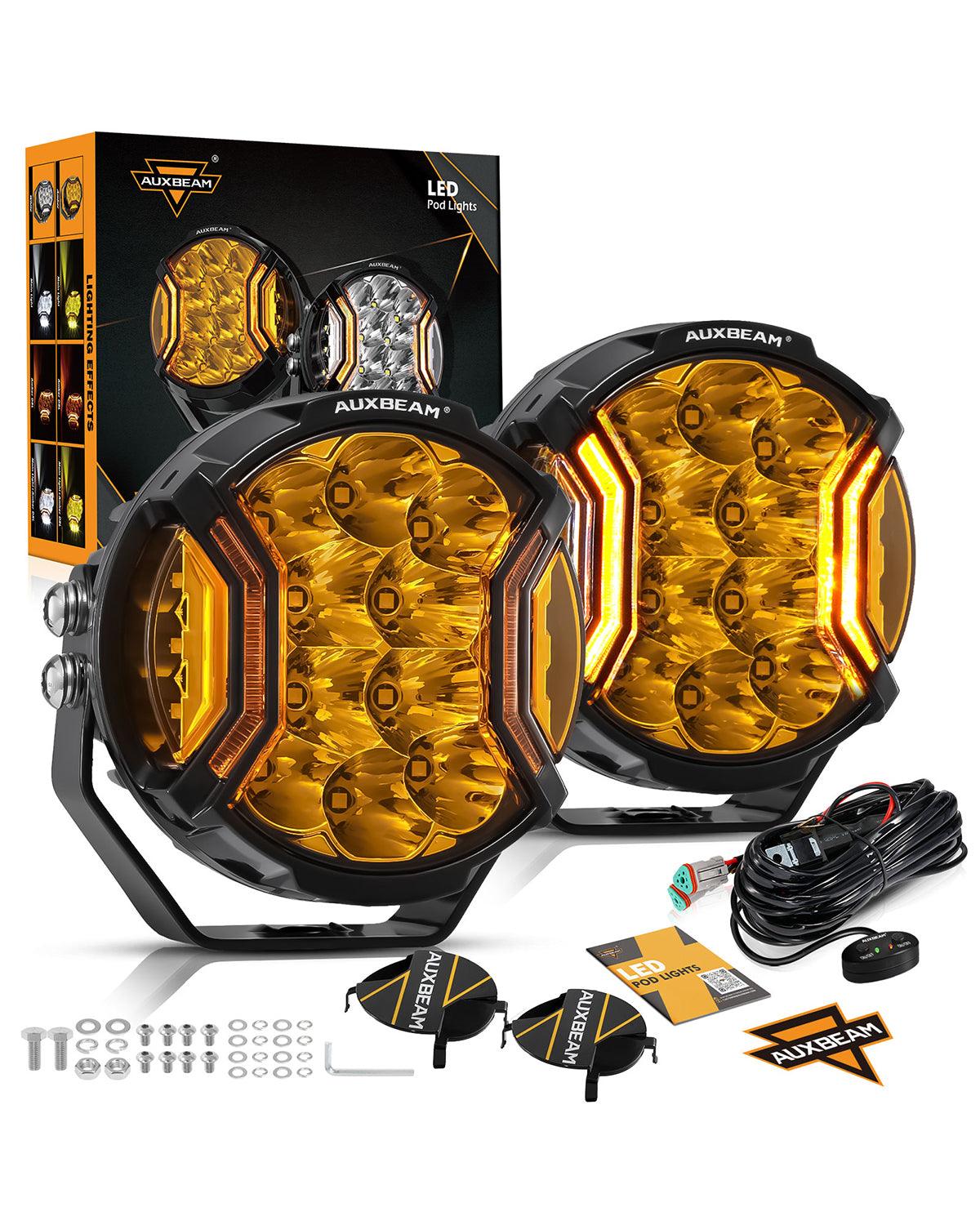 Auxbeam V-ULTRA Series 5" LED Side Shooter Pods – 172W, Amber, Amber DRL