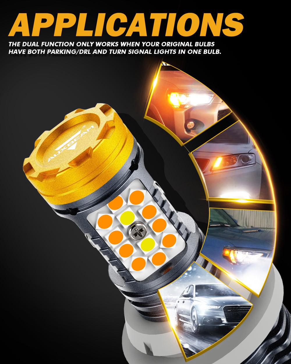 Auxbeam T20 / 7443 / 7440 LED Turn Signal & DRL Bulbs – B31 Series, 800% Brighter, Switchback White & Amber, CAN-Bus Error-Free (2 Pack)
