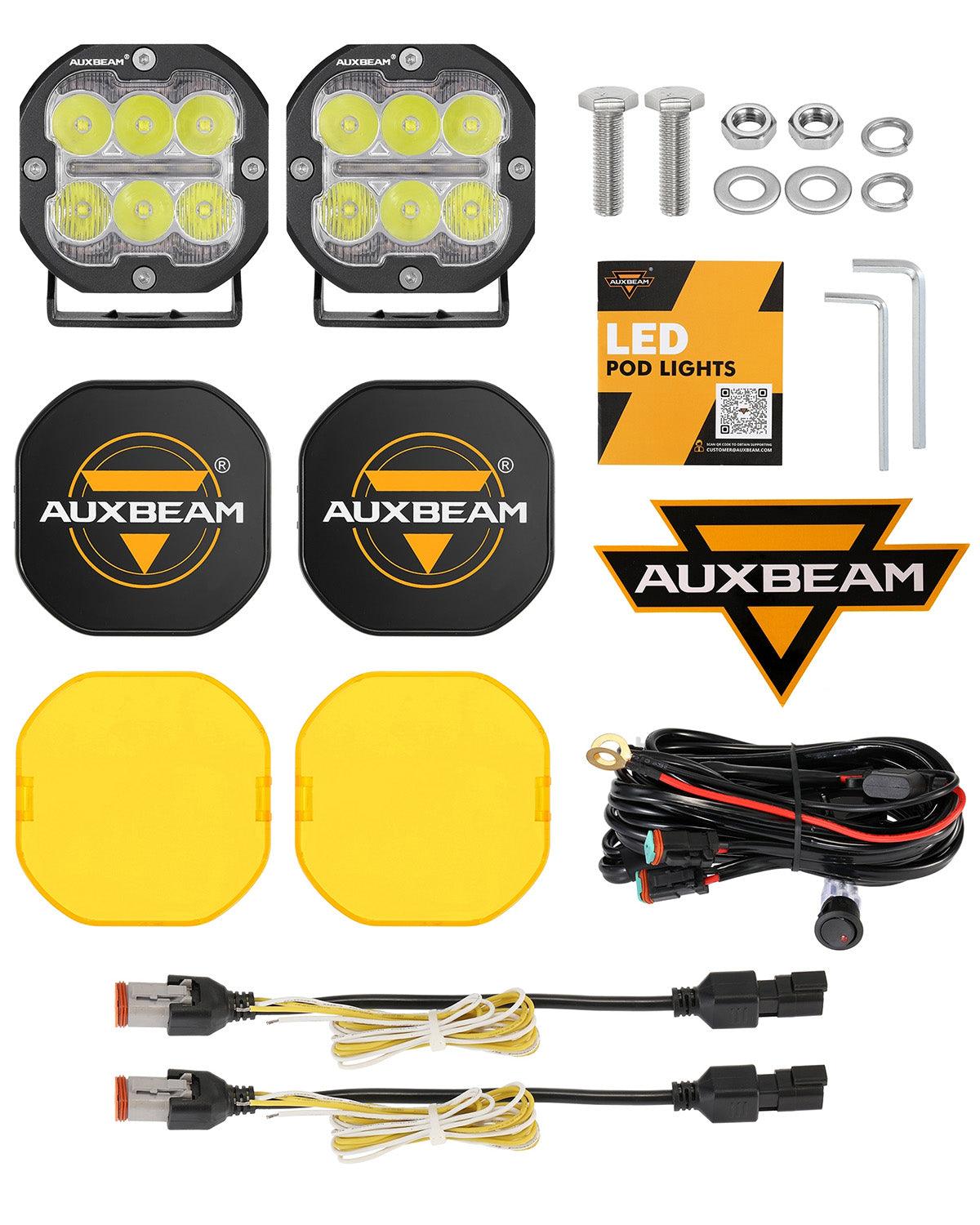 Auxbeam XP-ULTRA Series 3" LED Combo Pod Lights – 84W, White DRL & Amber Turn Signal