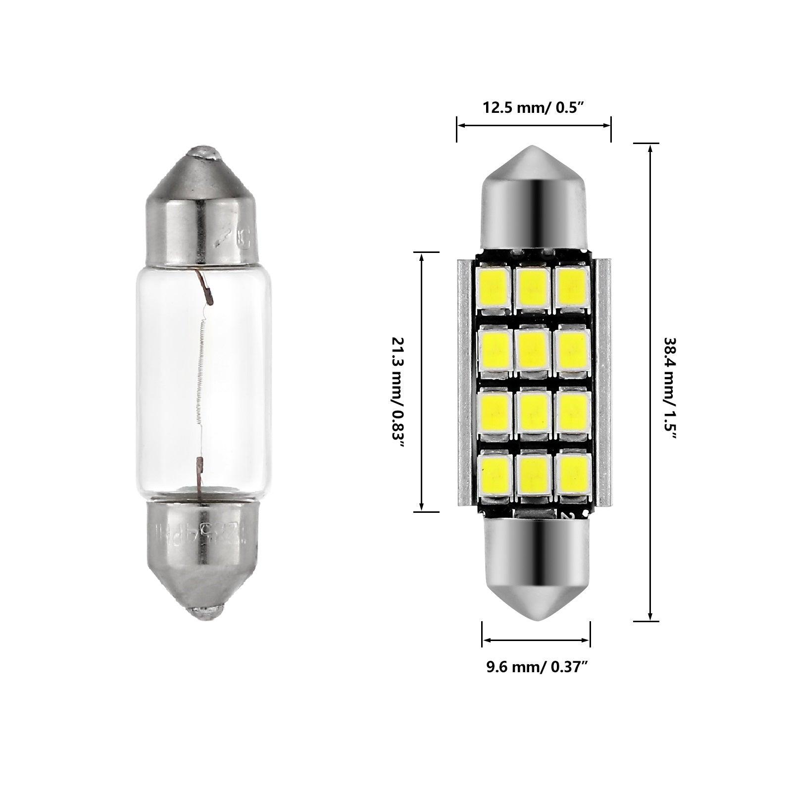 Auxbeam 39mm DE3174 Festoon LED Interior Light Bulbs – 2.7W, 400LM, 6500K White (2 Pack)