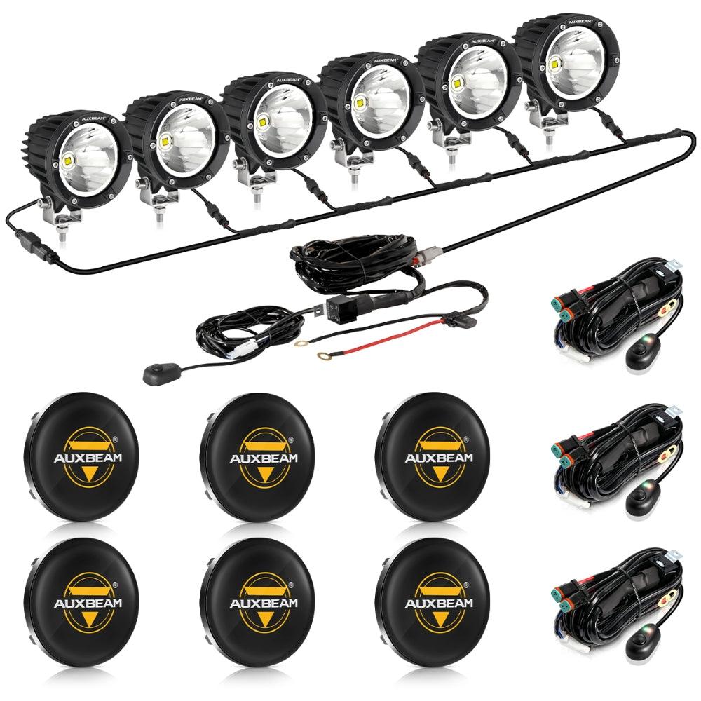Auxbeam C4 Series 4" 100W Round LED Driving Lights – Spot Beam, White LED Pods