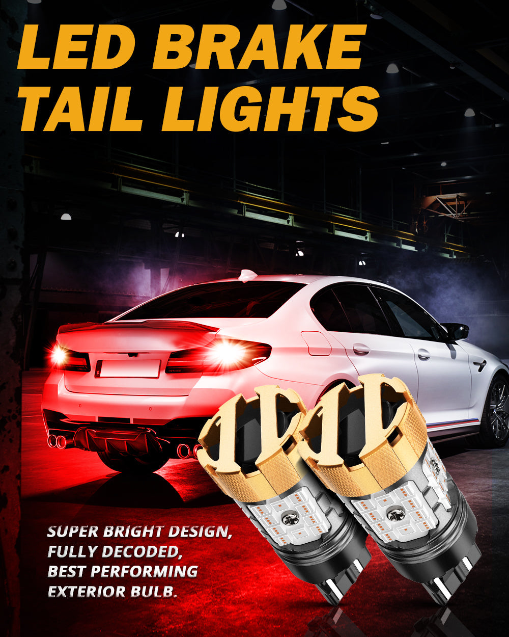 Auxbeam T20 / 7443 / 7440 LED Brake & Tail Light Bulbs – B21-PRO Series, 50W, 4000LM, Red, CAN-Bus Error-Free (2 Pack)