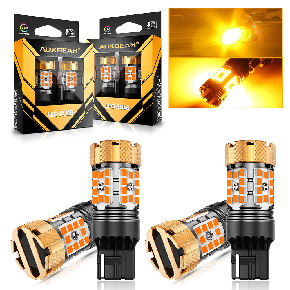 Auxbeam 7440 / 7440A LED Turn Signal Bulbs – B21-PRO Series, Front/Rear & Side Marker Lights, 50W, 4000LM, 3000K Amber, CAN-Bus Error-Free (2 Pack)