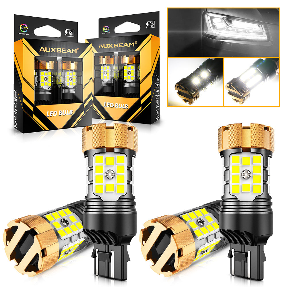 Auxbeam T20 / 7443 / 7440 LED Bulbs – B21-PRO Series, Backup/Reverse/Turn Signal/Brake/Tail Lights, 50W, 4000LM, 6500K White, CAN-Bus Error-Free (2 Pack)