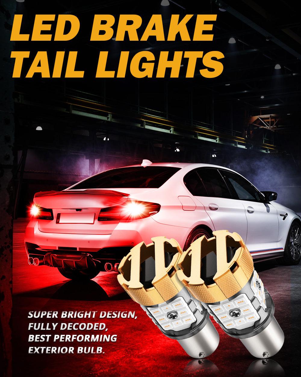Auxbeam 1157 BAY15D LED Brake & Tail Light Bulbs – B21-PRO Series, 50W, 4000LM, Red, CAN-Bus Error-Free (2 Pack)