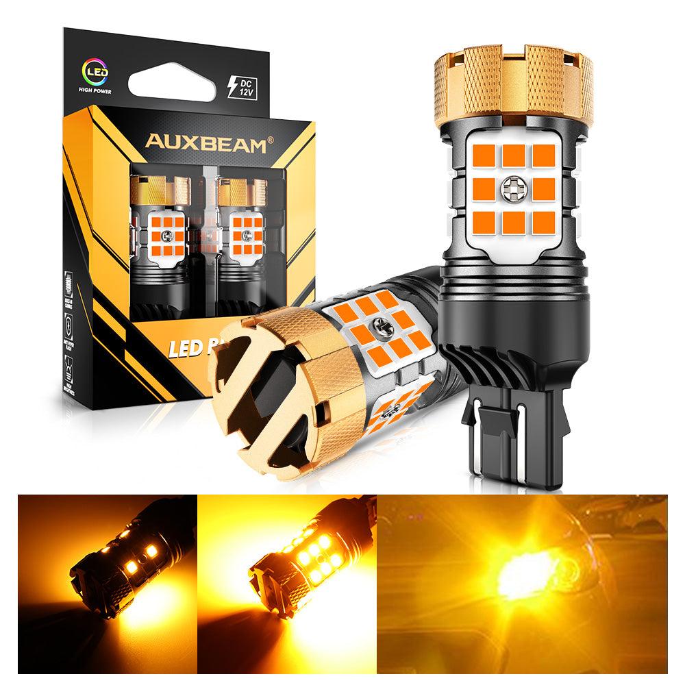 Auxbeam T20 / 7443 / 7440 LED Turn Signal Bulbs – B21-PRO Series, Front/Rear & Side Marker Lights, 50W, 4000LM, 3000K Amber, CAN-Bus Error-Free (2 Pack)