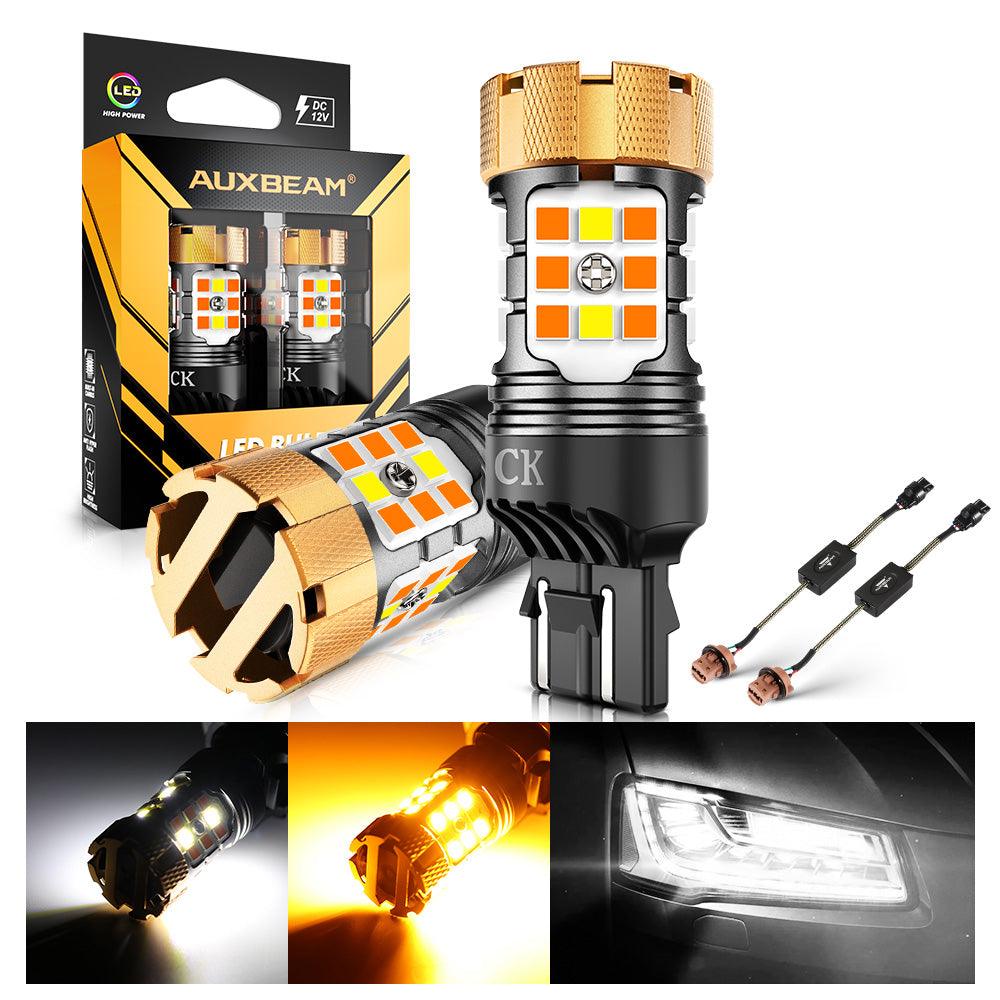 Auxbeam 7443 US-CK LED Turn Signal & DRL Bulbs – B21-PRO Series, 50W, 4000LM, Switchback White & Amber, CAN-Bus Error-Free (2 Pack)