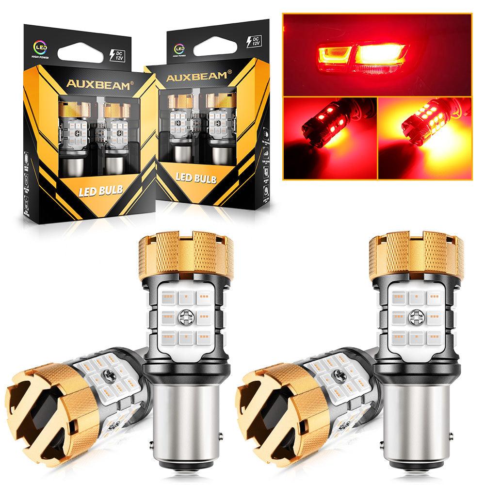 Auxbeam 1157 BAY15D LED Brake & Tail Light Bulbs – B21-PRO Series, 50W, 4000LM, Red, CAN-Bus Error-Free (2 Pack)