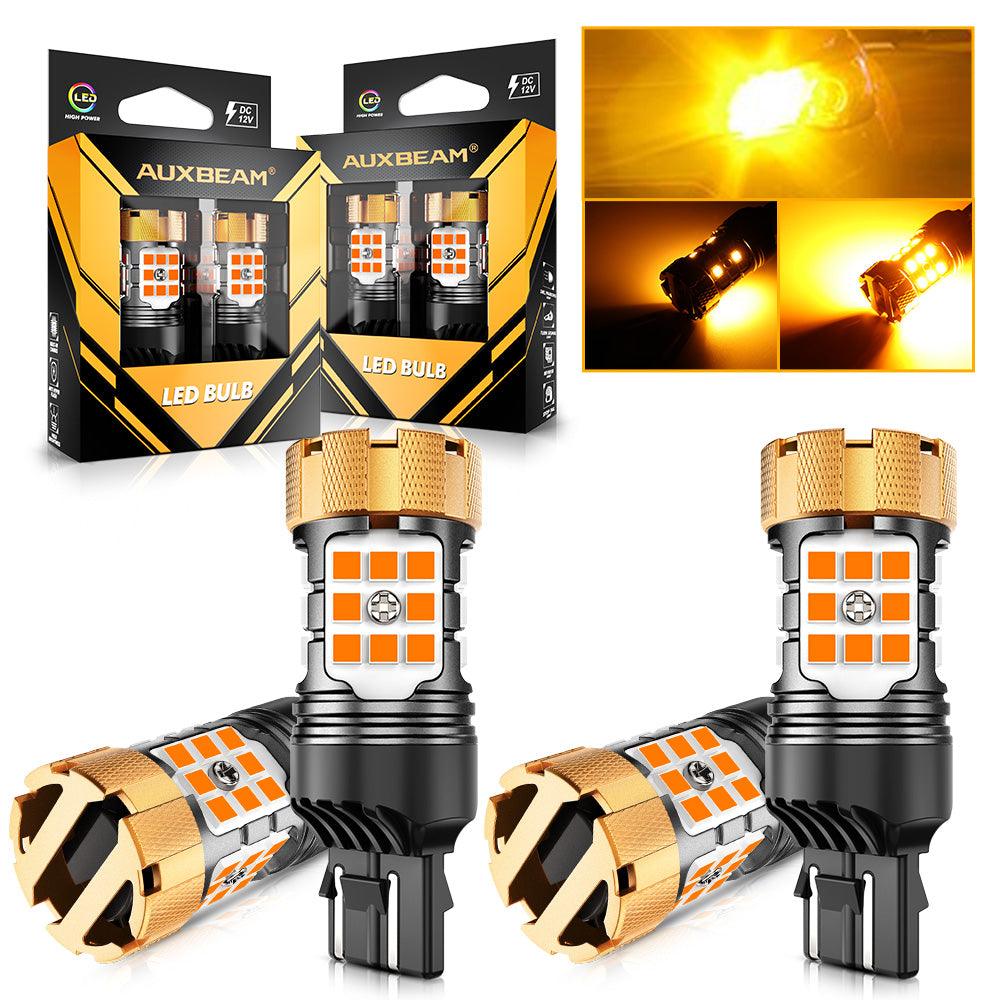 Auxbeam T20 / 7443 / 7440 LED Turn Signal Bulbs – B21-PRO Series, Front/Rear & Side Marker Lights, 50W, 4000LM, 3000K Amber, CAN-Bus Error-Free (2 Pack)