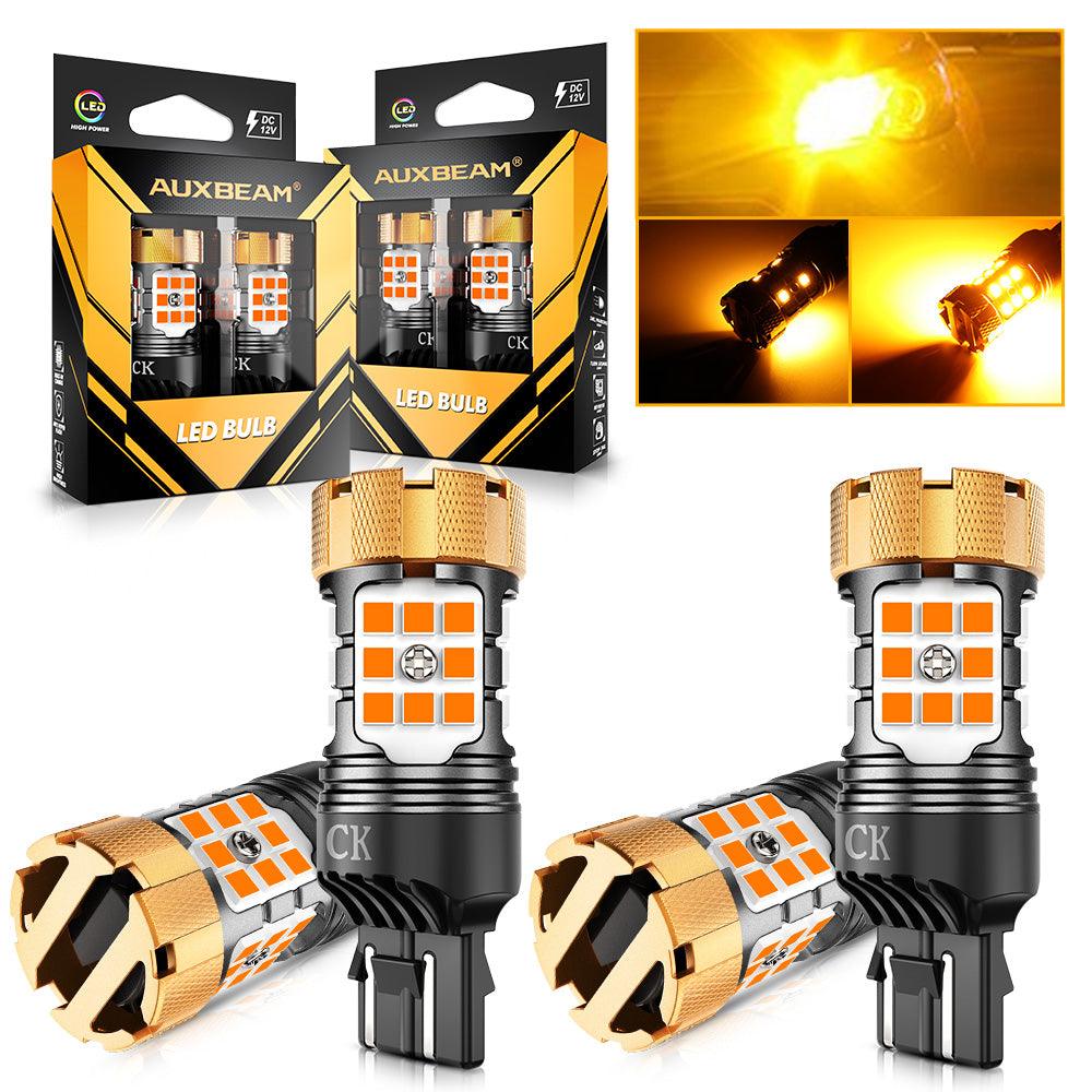 Auxbeam 7443 US-CK LED Turn Signal Bulbs – B21-PRO Series, Front/Rear & Side Marker Lights, 50W, 4000LM, 3000K Amber, CAN-Bus Error-Free (2 Pack)