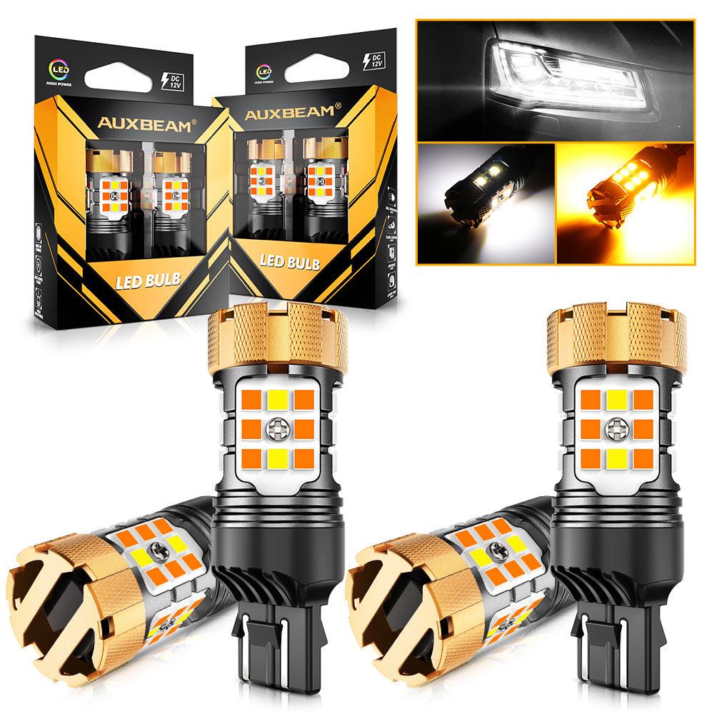 Auxbeam T20 / 7443 LED Turn Signal & DRL Bulbs – B21-PRO Series, 50W, 4000LM, Switchback White & Amber, CAN-Bus Error-Free (2 Pack)