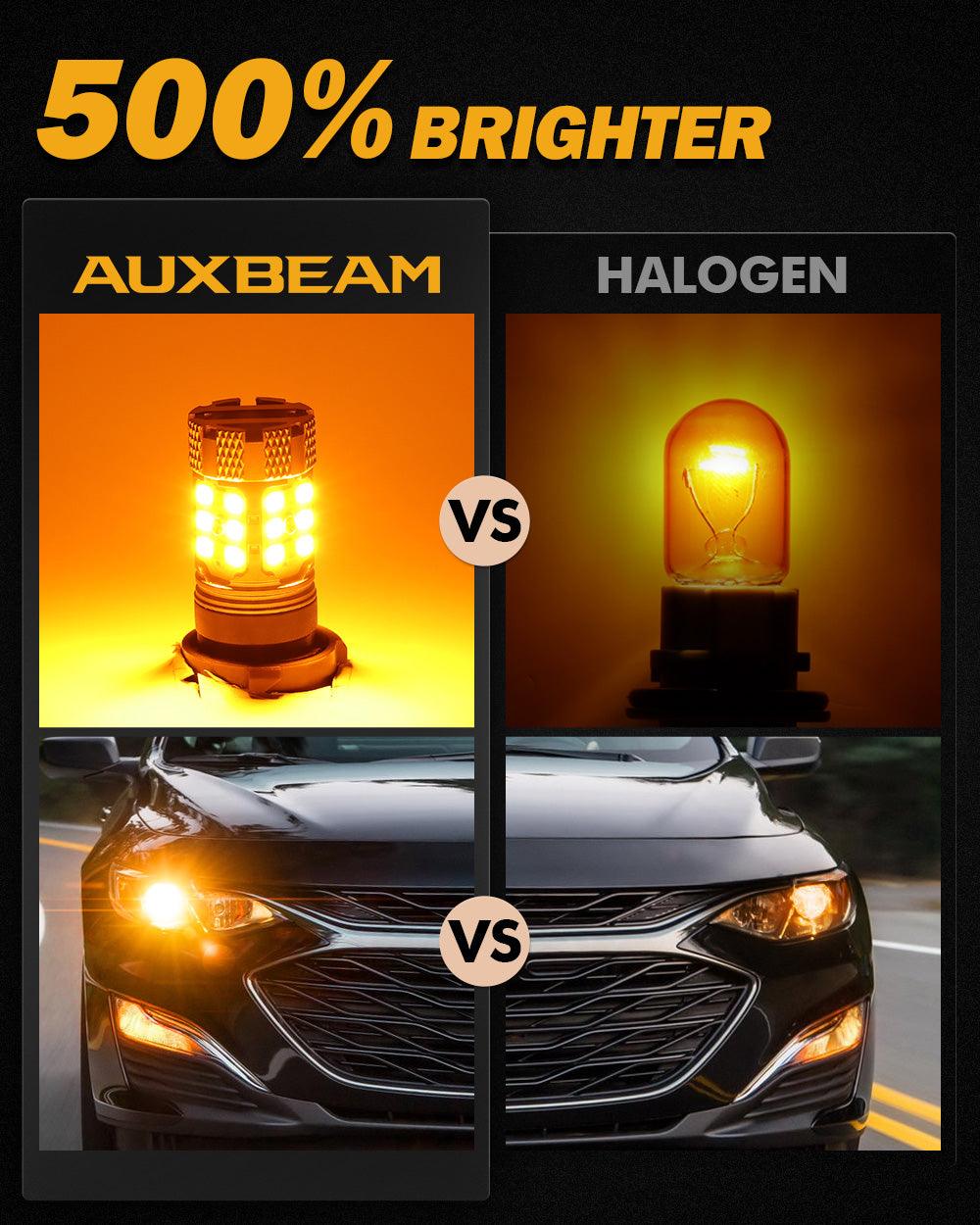 Auxbeam T20 / 7443 / 7440 LED Turn Signal Bulbs – B21-PRO Series, Front/Rear & Side Marker Lights, 50W, 4000LM, 3000K Amber, CAN-Bus Error-Free (2 Pack)