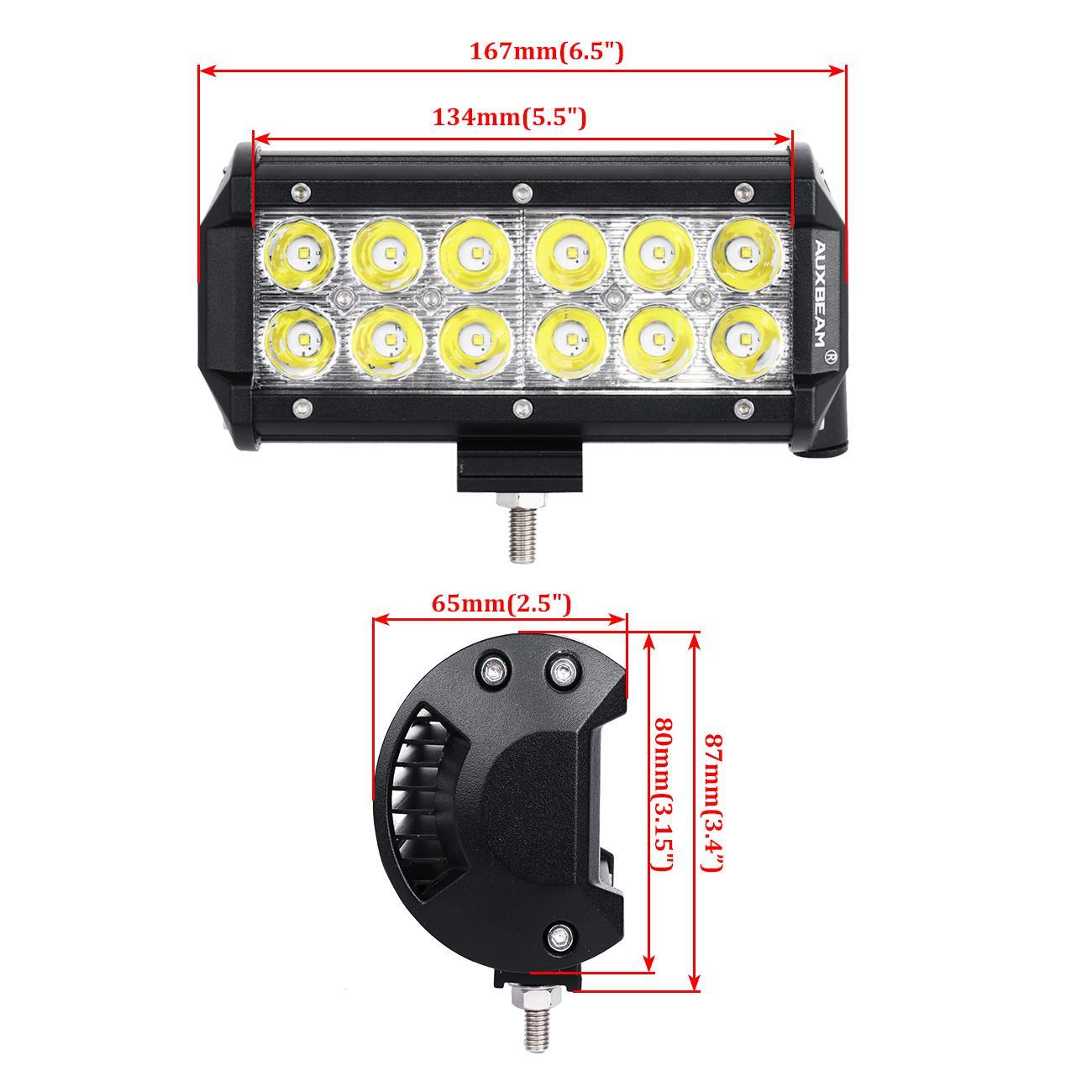 Auxbeam Classic-SM Series 6.5" Dual Row LED Light Bar – 6000K White, Spot/Flood Beam