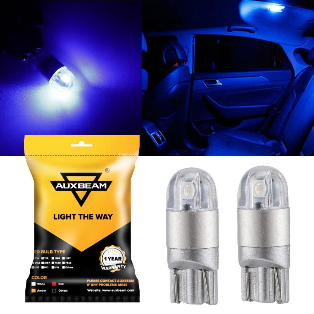 Auxbeam 168 / 2825 W5W T10 LED Interior Light Bulbs – 2W, Blue, 300% Brighter (2 Pack)
