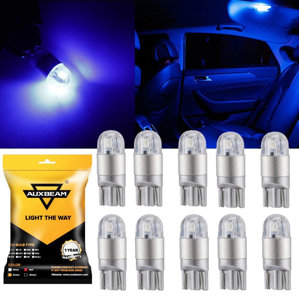 Auxbeam 168 / 2825 W5W T10 LED Interior Light Bulbs – 2W, Blue, 300% Brighter (2 Pack)