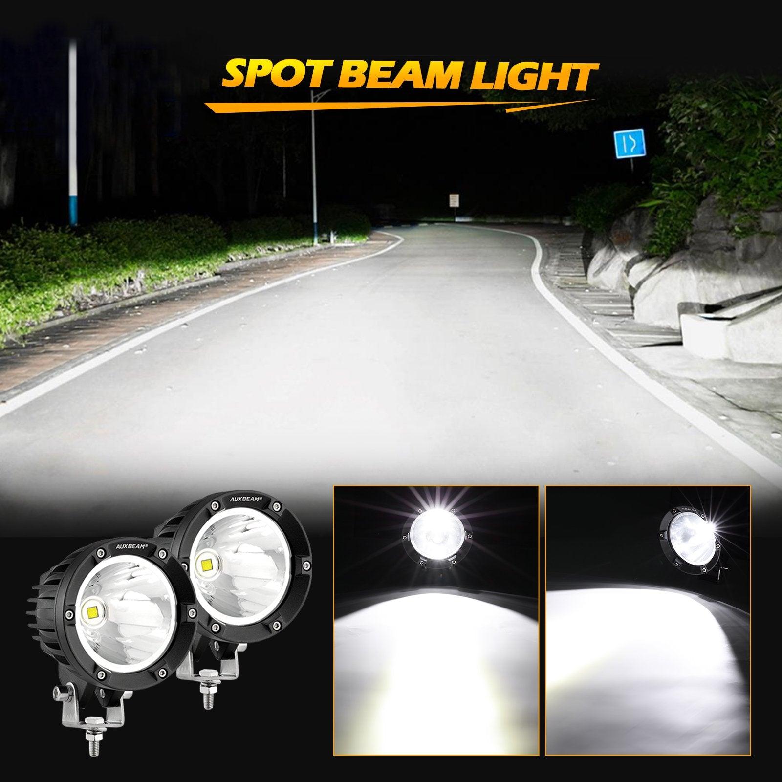 Auxbeam C4 Series 4" 100W Round LED Driving Lights – Spot Beam, White LED Pods