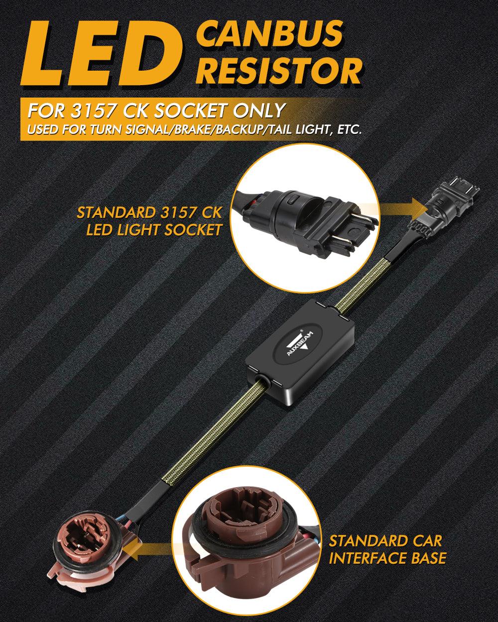 Auxbeam 3157 US-CK C8 Model CANBUS Decoder Resistors – Anti-Flicker, Hyper Flash Fix, Turn Signal Error Code Removal (2 Pack)