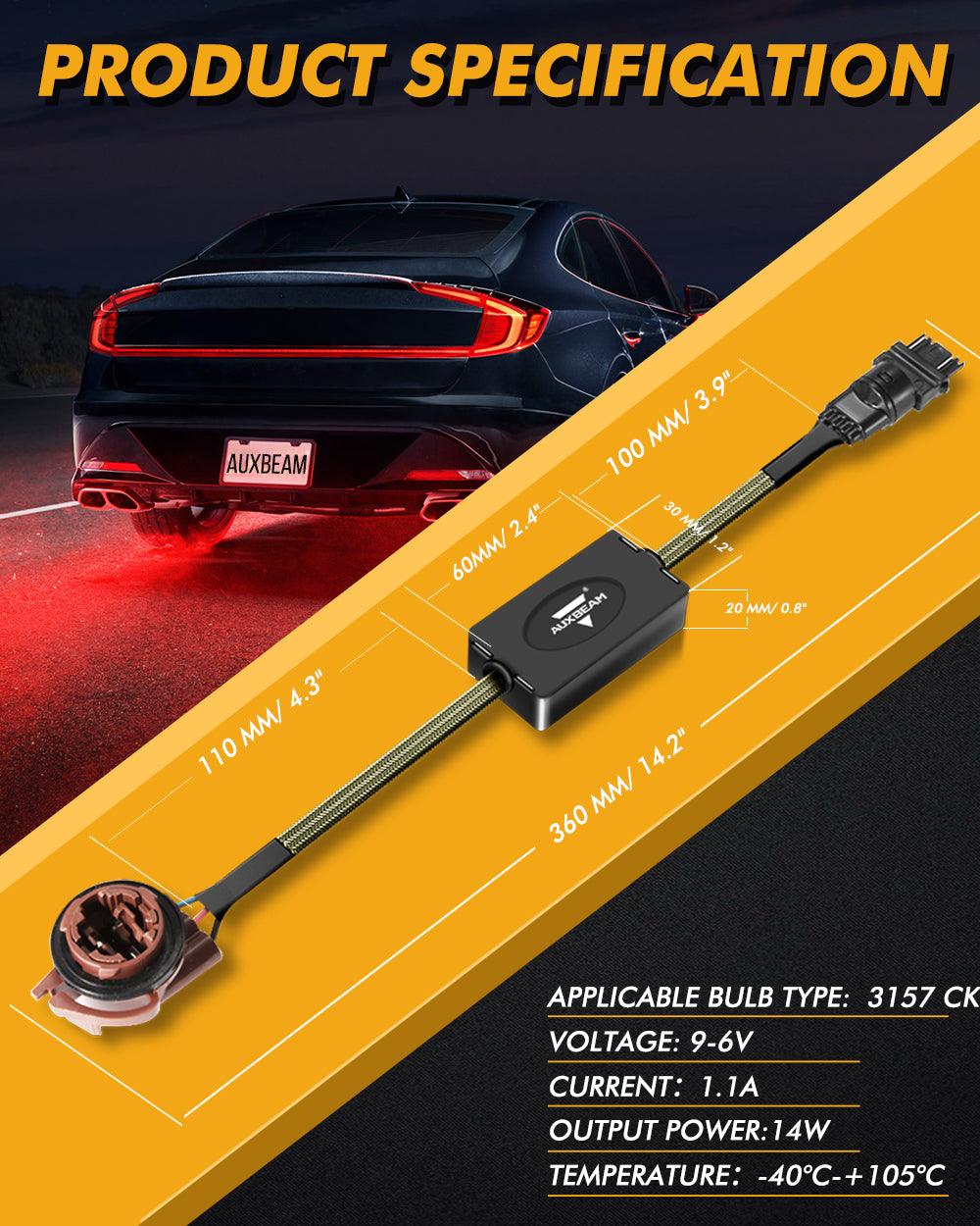 Auxbeam 3157 US-CK C8 Model CANBUS Decoder Resistors – Anti-Flicker, Hyper Flash Fix, Turn Signal Error Code Removal (2 Pack)