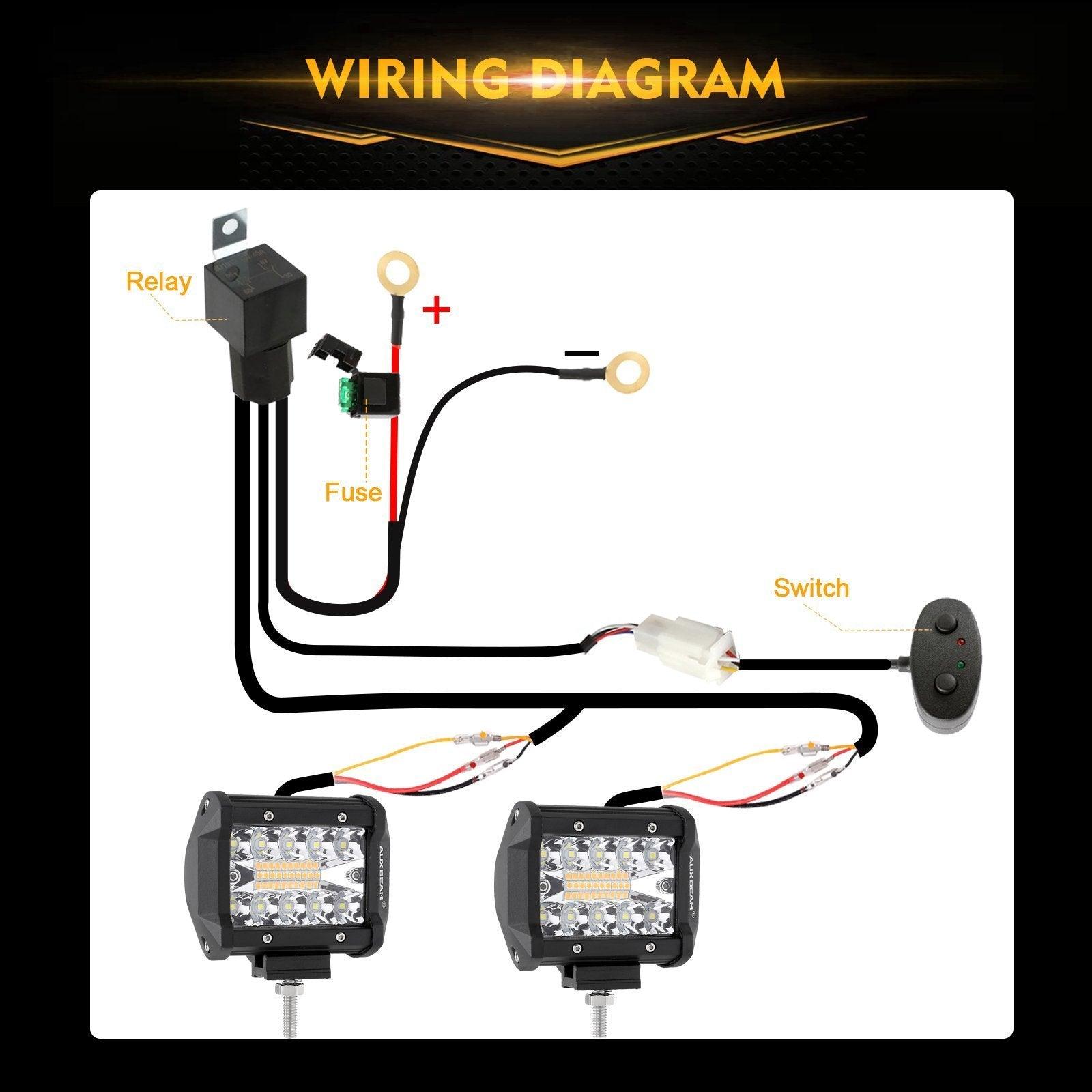 Auxbeam 6 Modes Series 20" LED Light Bar – White & Amber, Off-Road