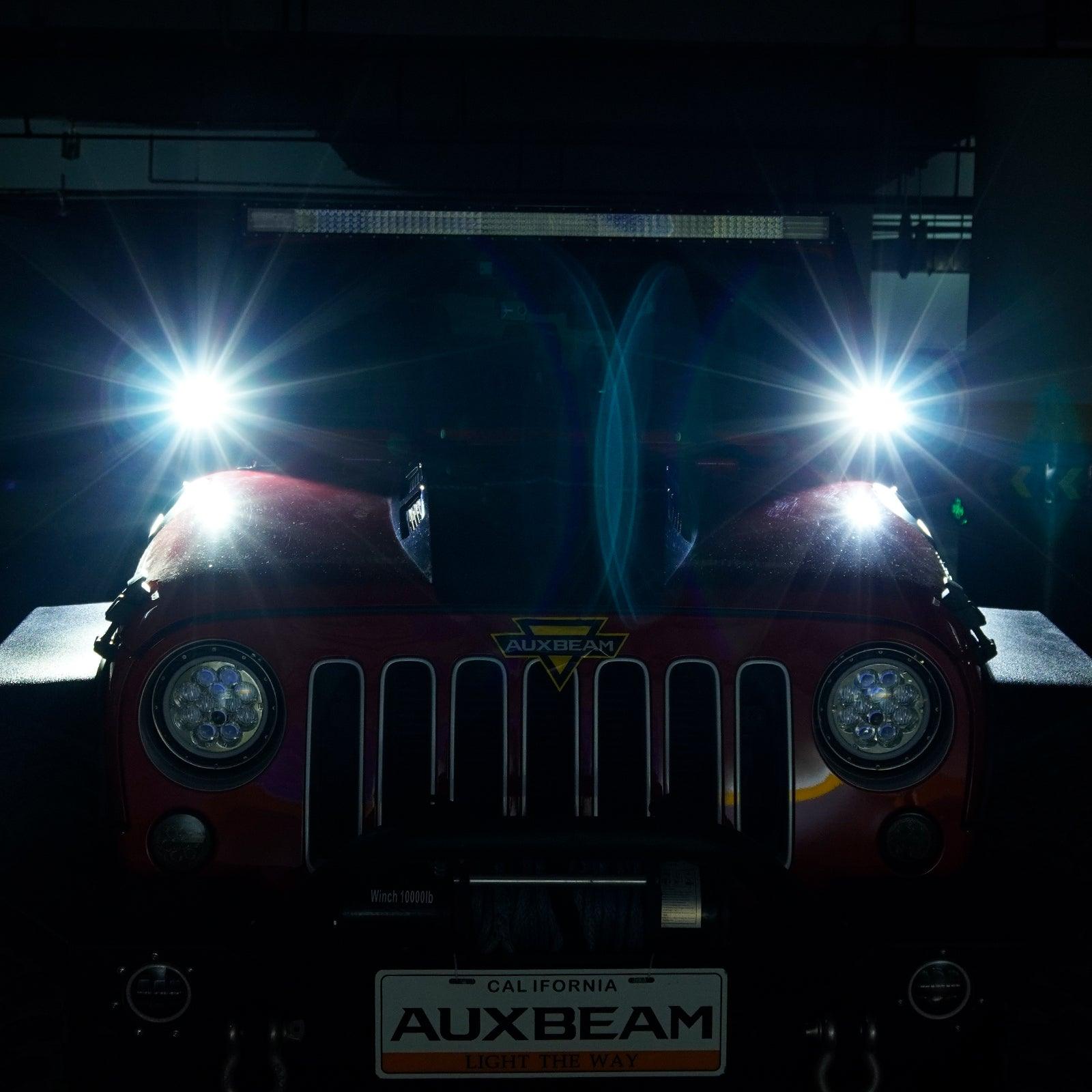 Auxbeam C4 Series 4" 100W Round LED Driving Lights – Spot Beam, White LED Pods