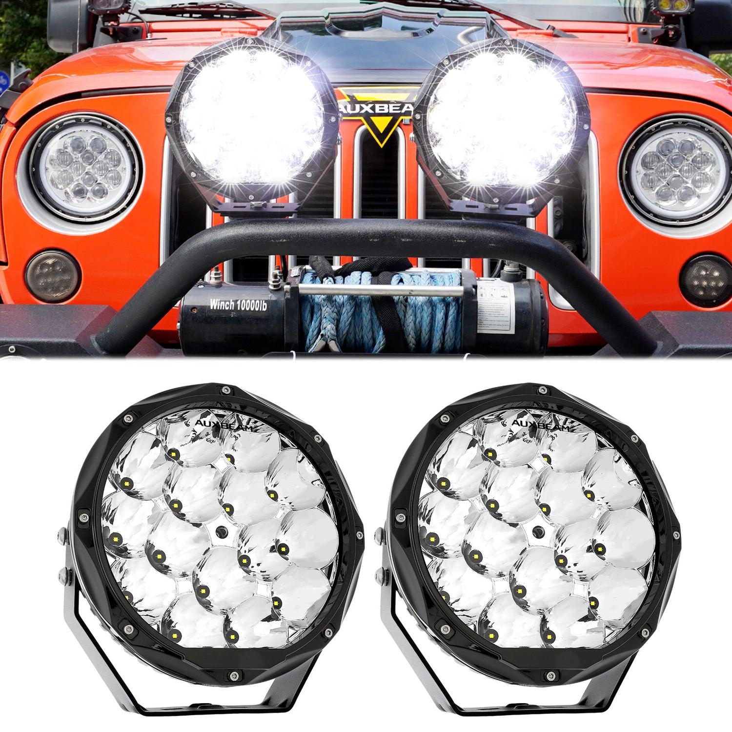 Auxbeam 8.5" 150W Round LED Driving Lights – Spot Beam, Off-Road (2 Pack)