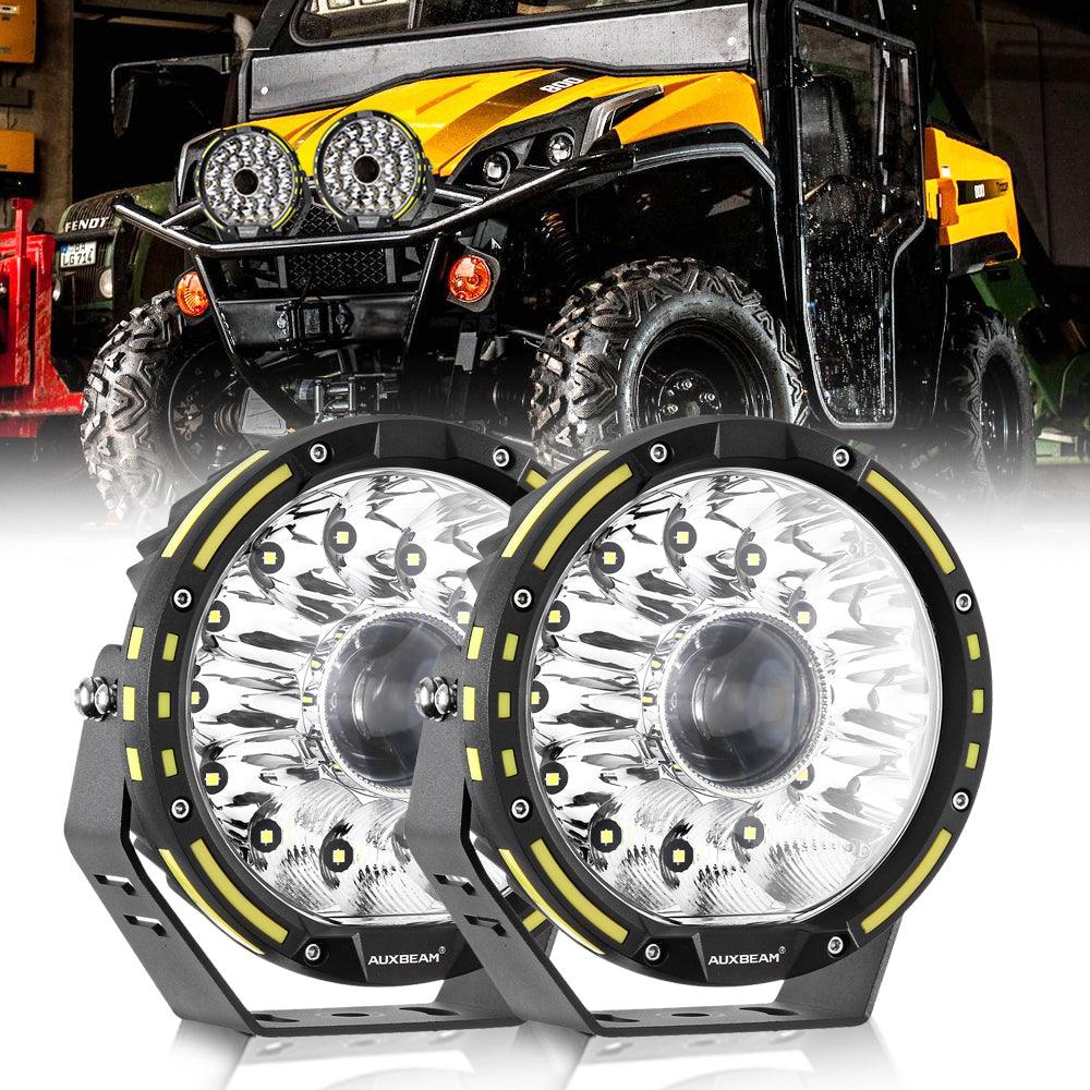 Auxbeam 360-PRO Series 7" LED Driving Lights – 230W, 33,332LM, Amber/Black Covers (Optional) (2-Pack)