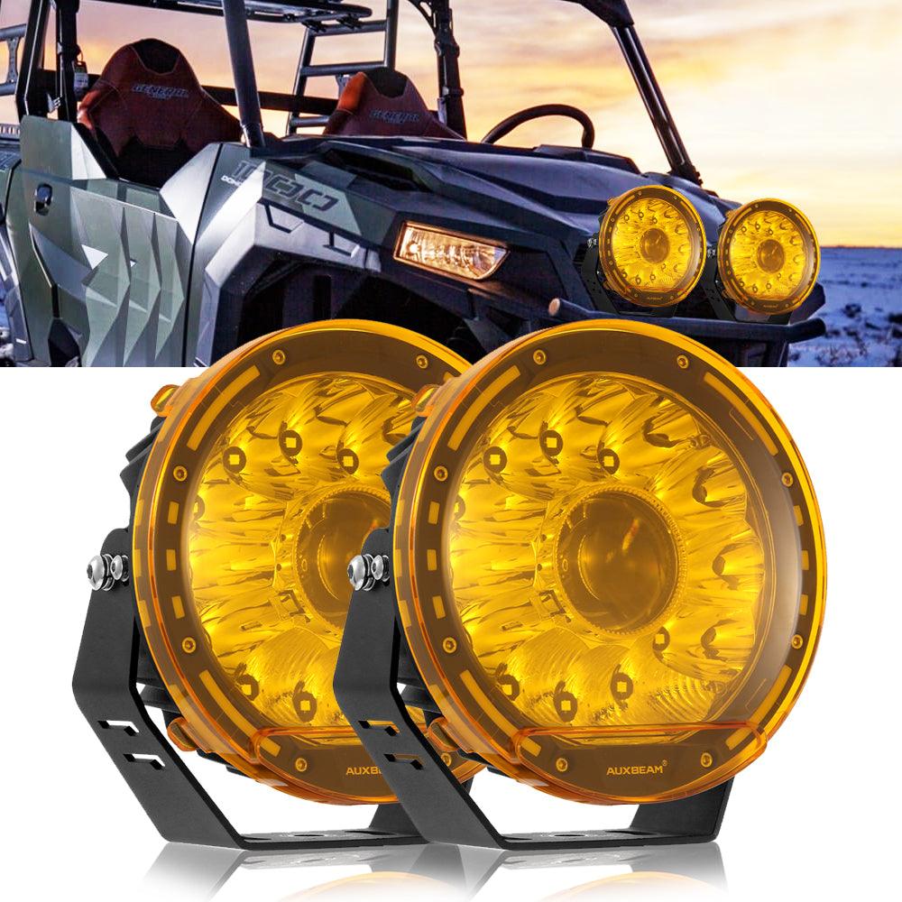 Auxbeam 360-PRO Series 7" LED Driving Lights – 230W, 33,332LM, Amber/Black Covers (Optional) (2-Pack)