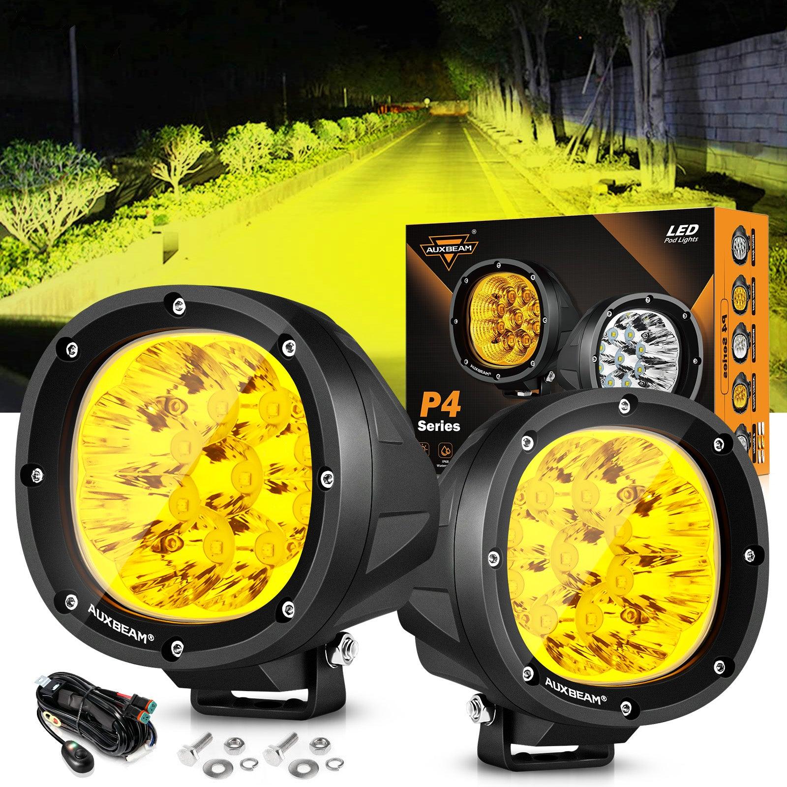 Auxbeam P4 Series 4" LED Driving Lights – 90W, Amber Spot Beam