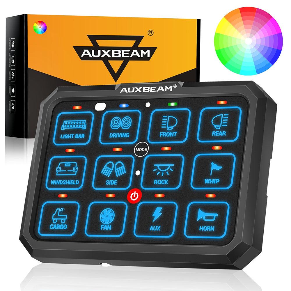 Auxbeam RGB Series 12 Gang (RB120) RGB Switch Panel, Toggle/ Momentary/ Pulsed Mode Supported (Two-Sided Outlet)
